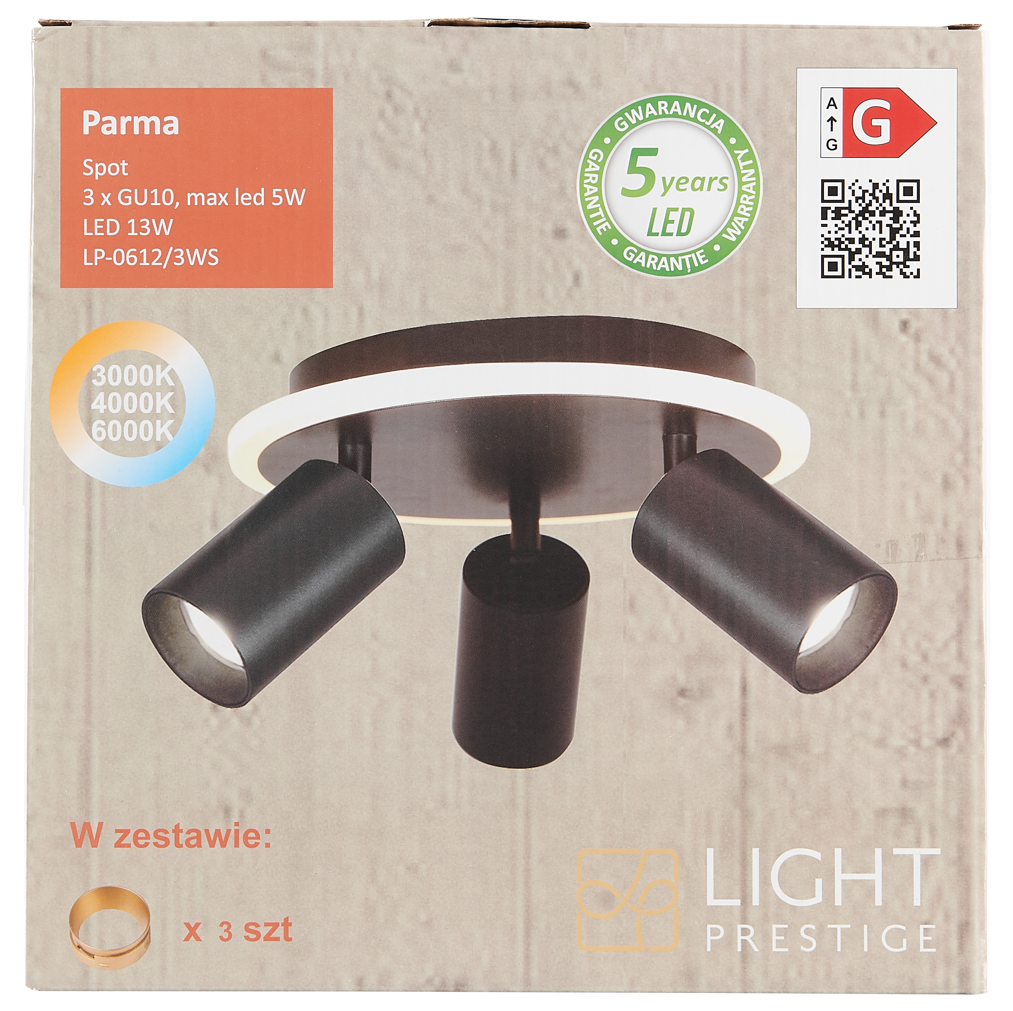 Plafon Parma czarny 3 x GU10 Light Prestige - 4