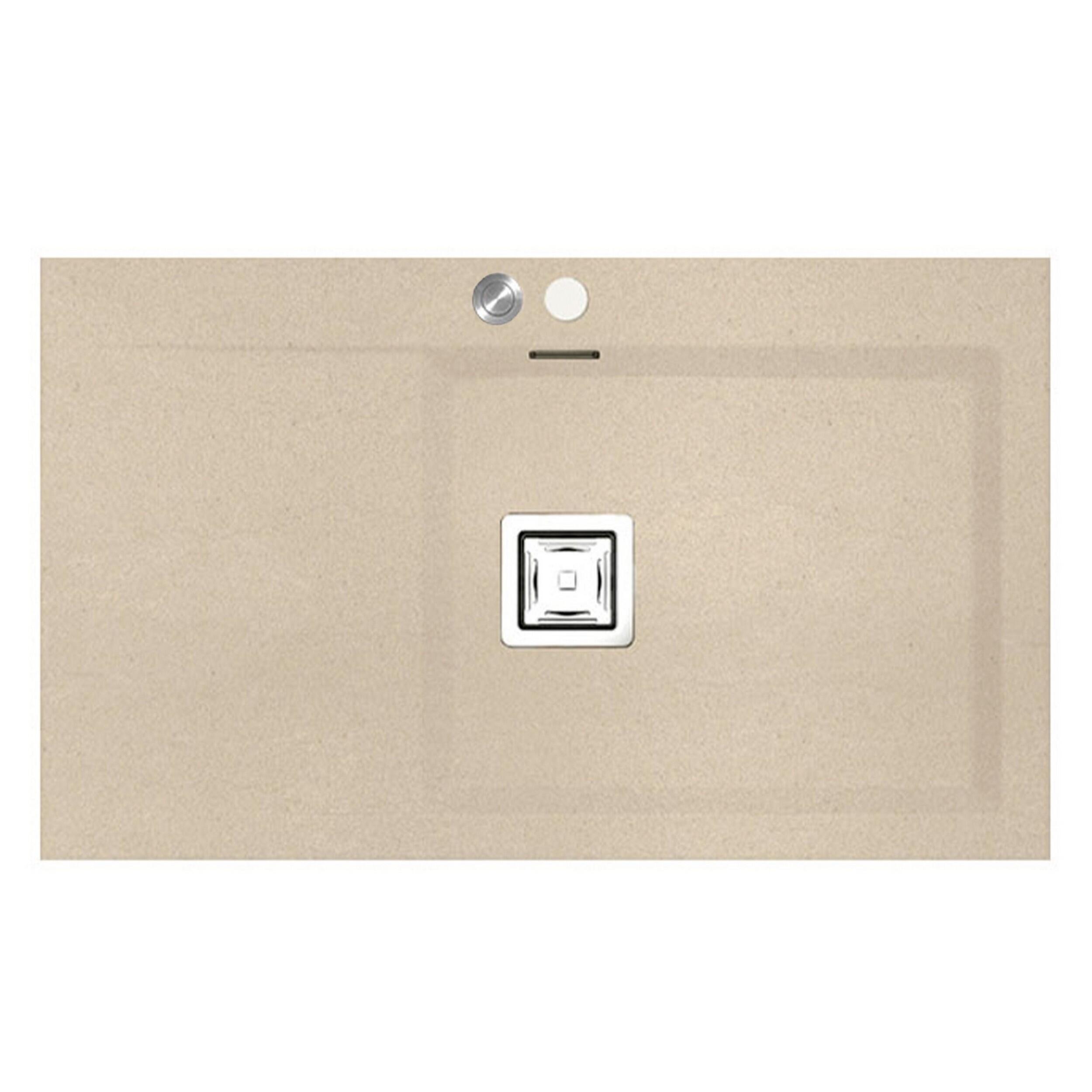 Fregadero seno con escurridor izda poalgi kobus hekla bajo pumice beige 86x52 cm