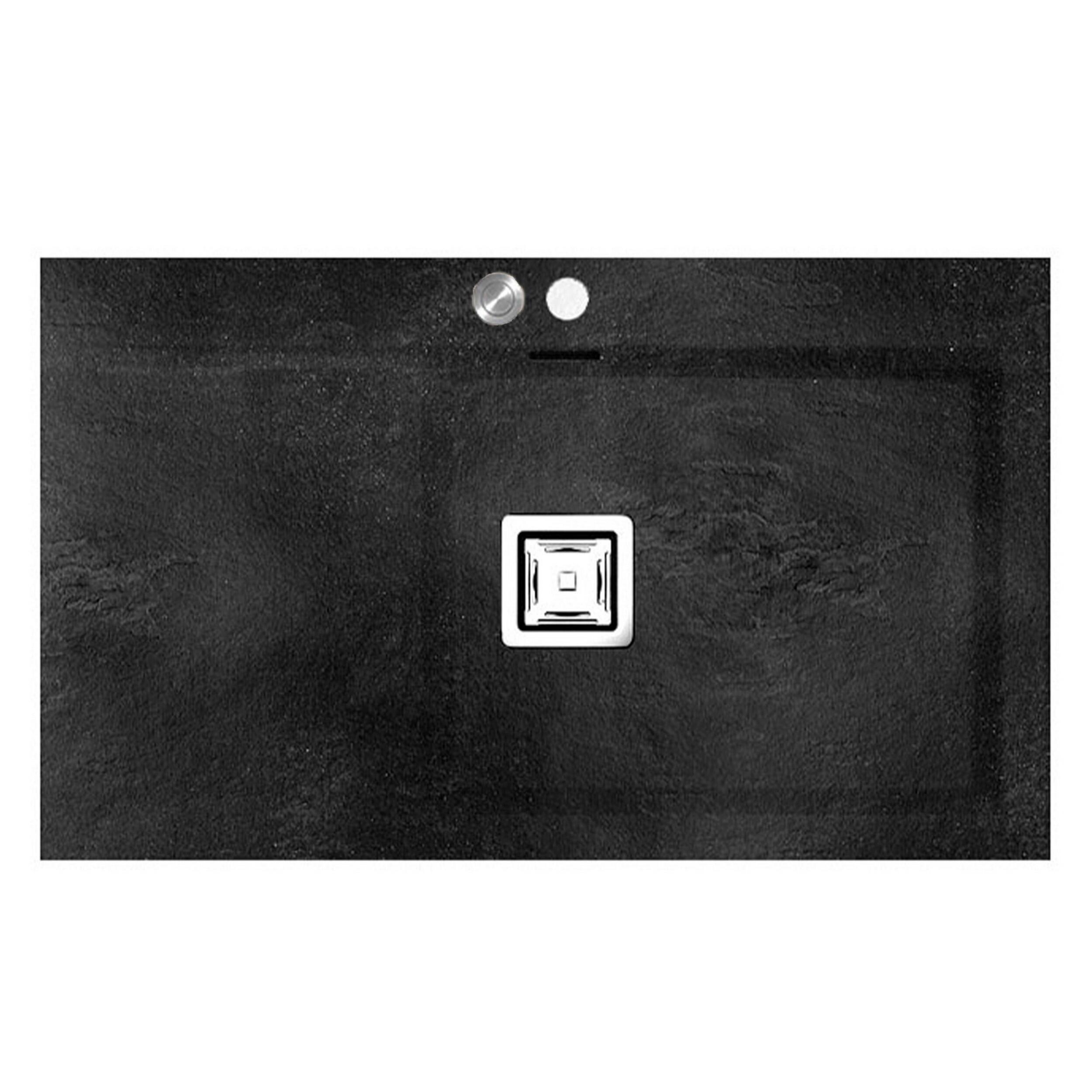 Fregadero seno con escurridor izda poalgi kobus hekla bajo basalt negro 86x52 cm