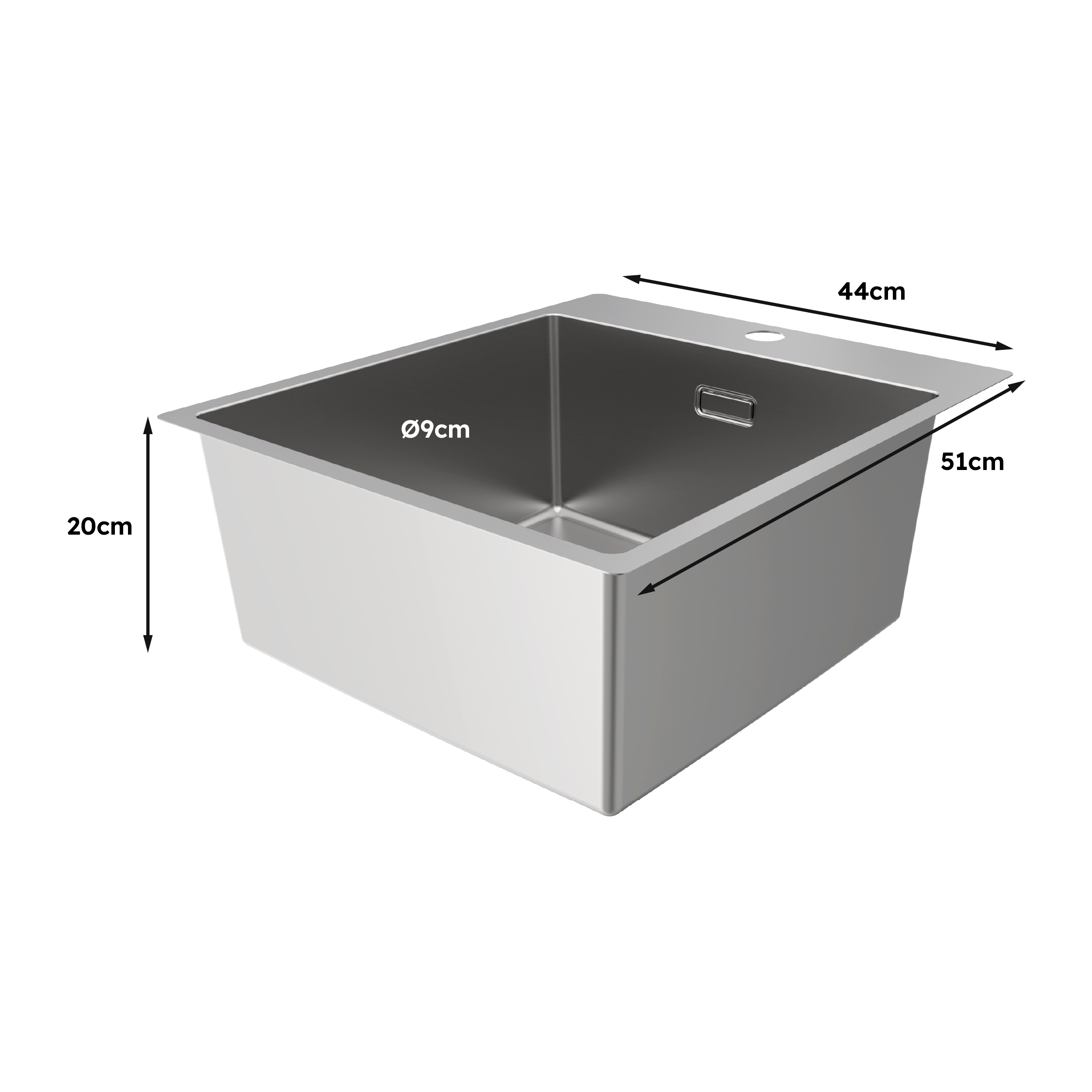 Lava-louça 1 cuba sem escorredor 45 x 51.5 x 20 cm prateado aço inoxidável Delinia Loft - 7