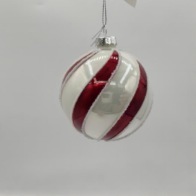 Bola de natal espirais vidro ⌀8 cm vermelho e branco