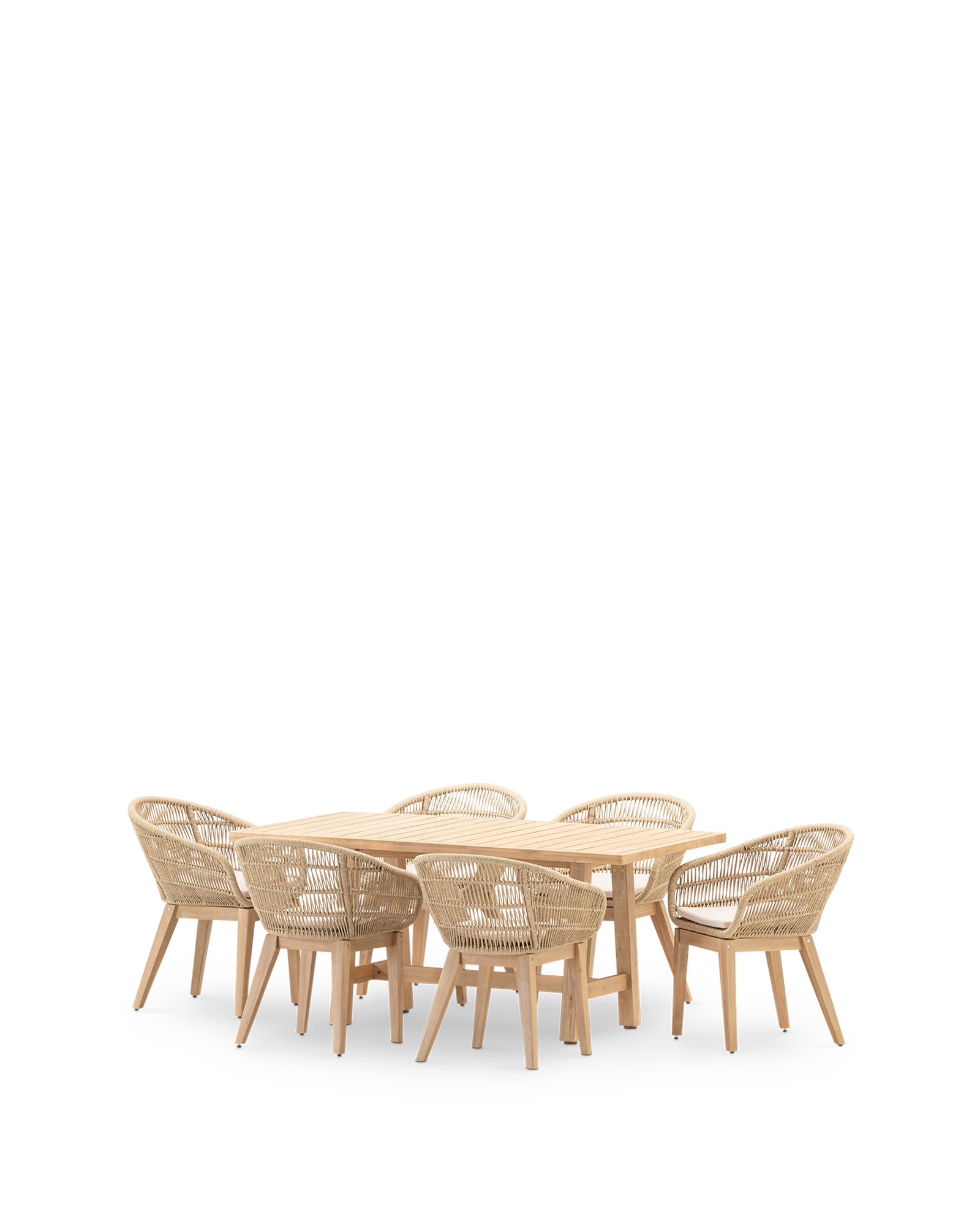 Conjunto de comedor de jardín provenza de acacia para 6 comensales