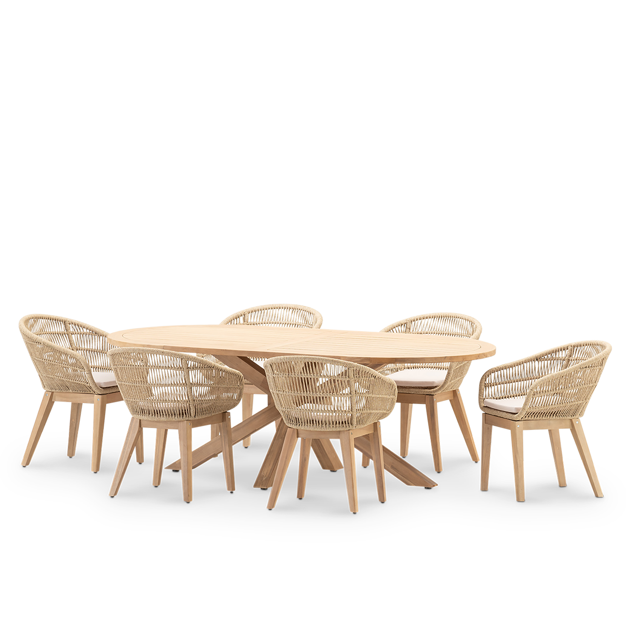 Conjunto de comedor de jardín Provenza de acacia para 6 comensales - 2