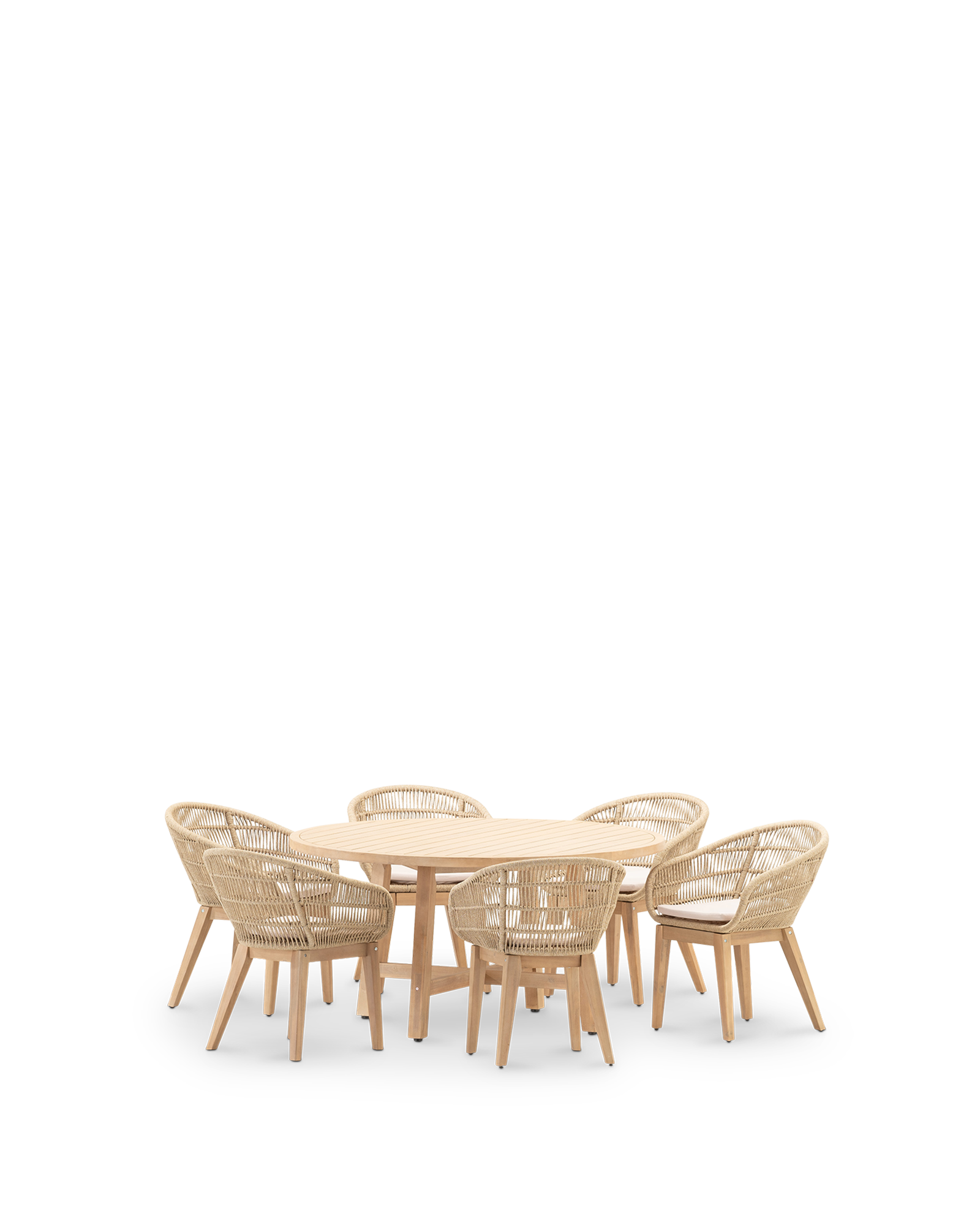 Conjunto de comedor de jardín provenza de acacia para 6 comensales