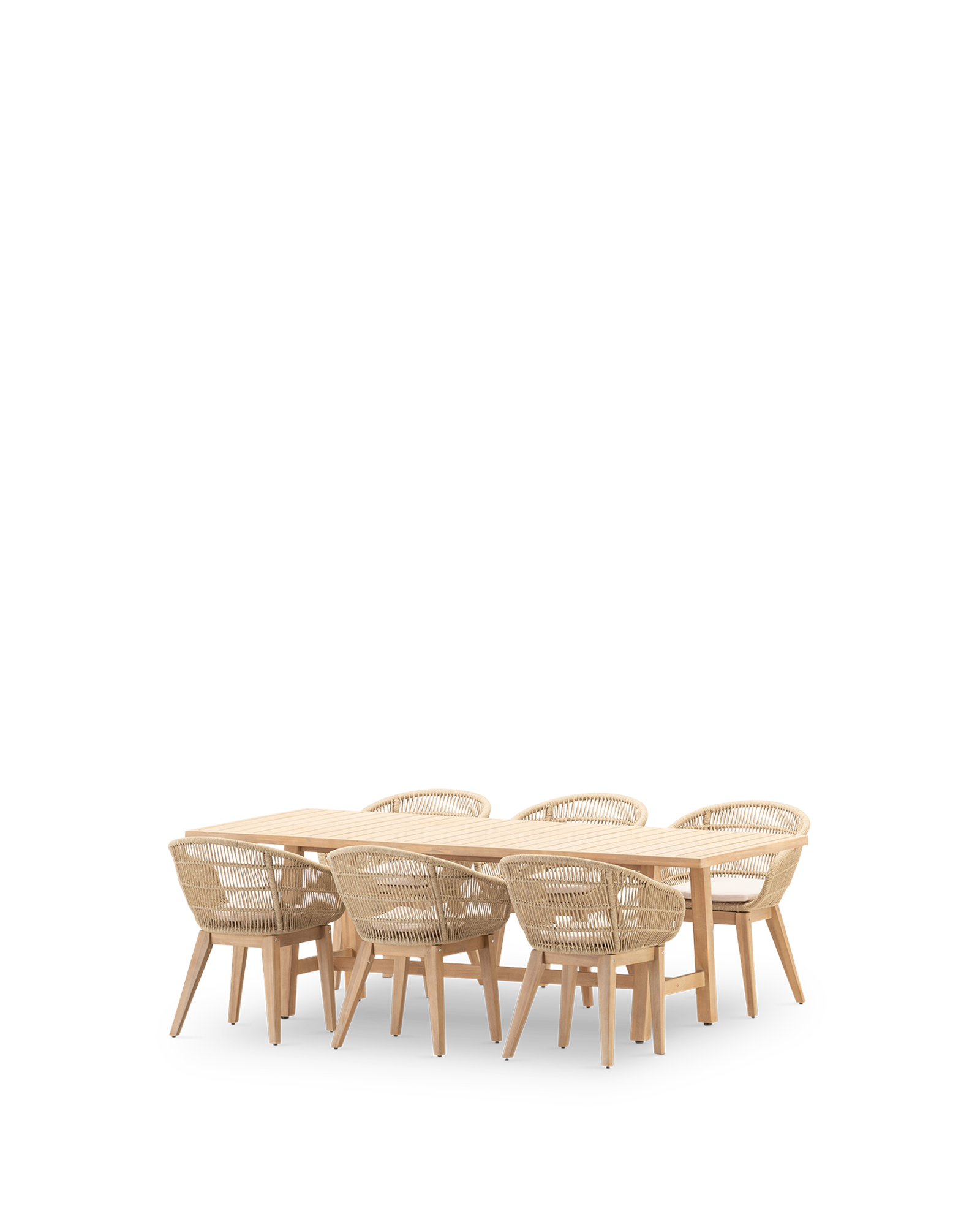 Conjunto de comedor de jardín provenza de acacia para 6 comensales