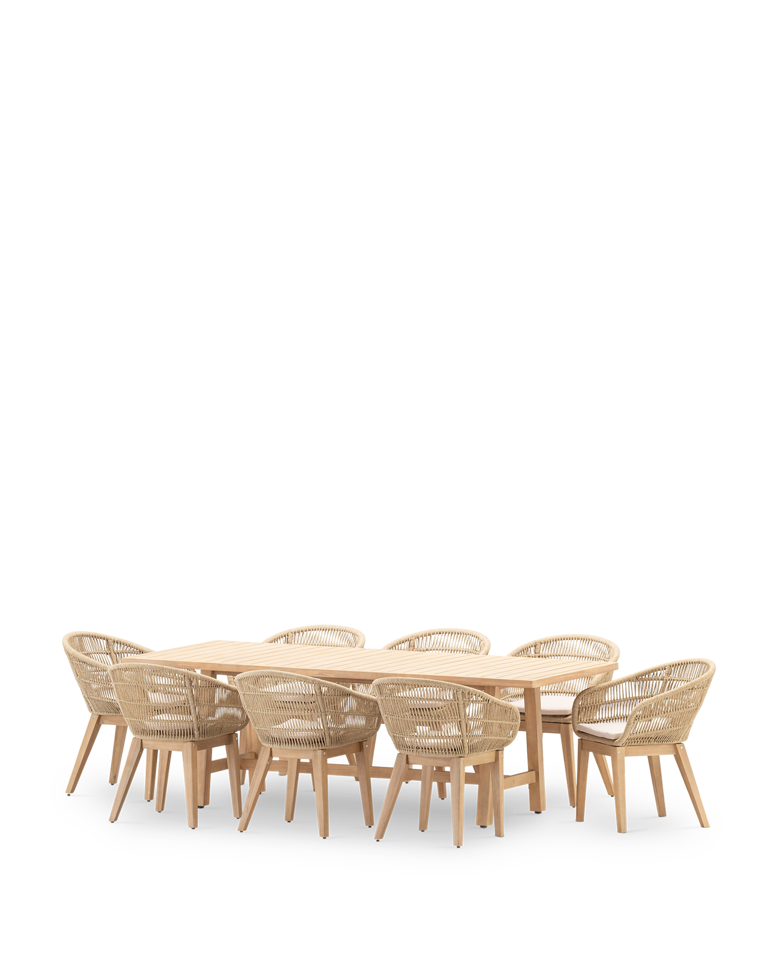 Conjunto de comedor de jardín provenza de acacia para 8 comensales