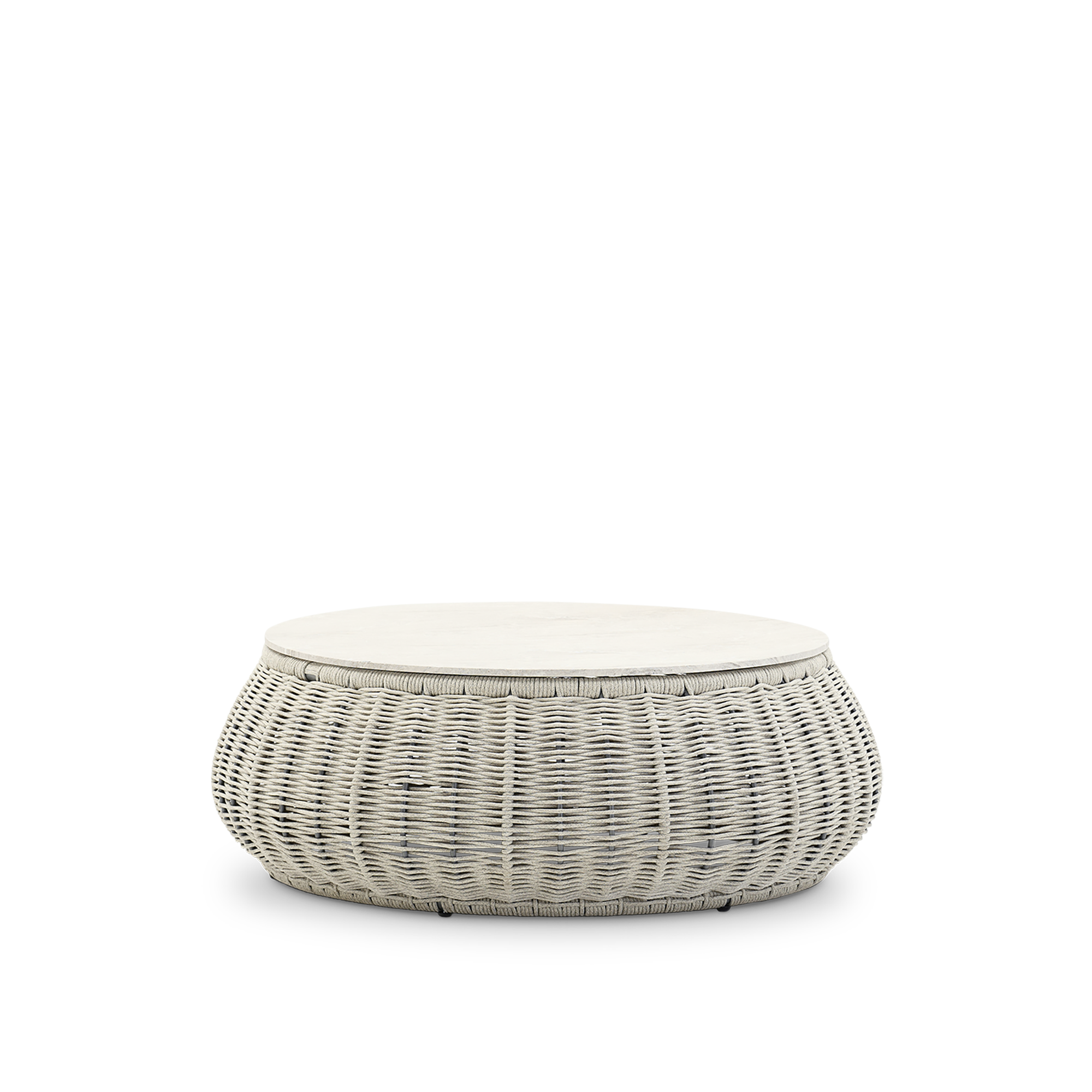 Mesa auxiliar de jardín corfu de aluminio y cuerda gris de ø 105 x 37 cm