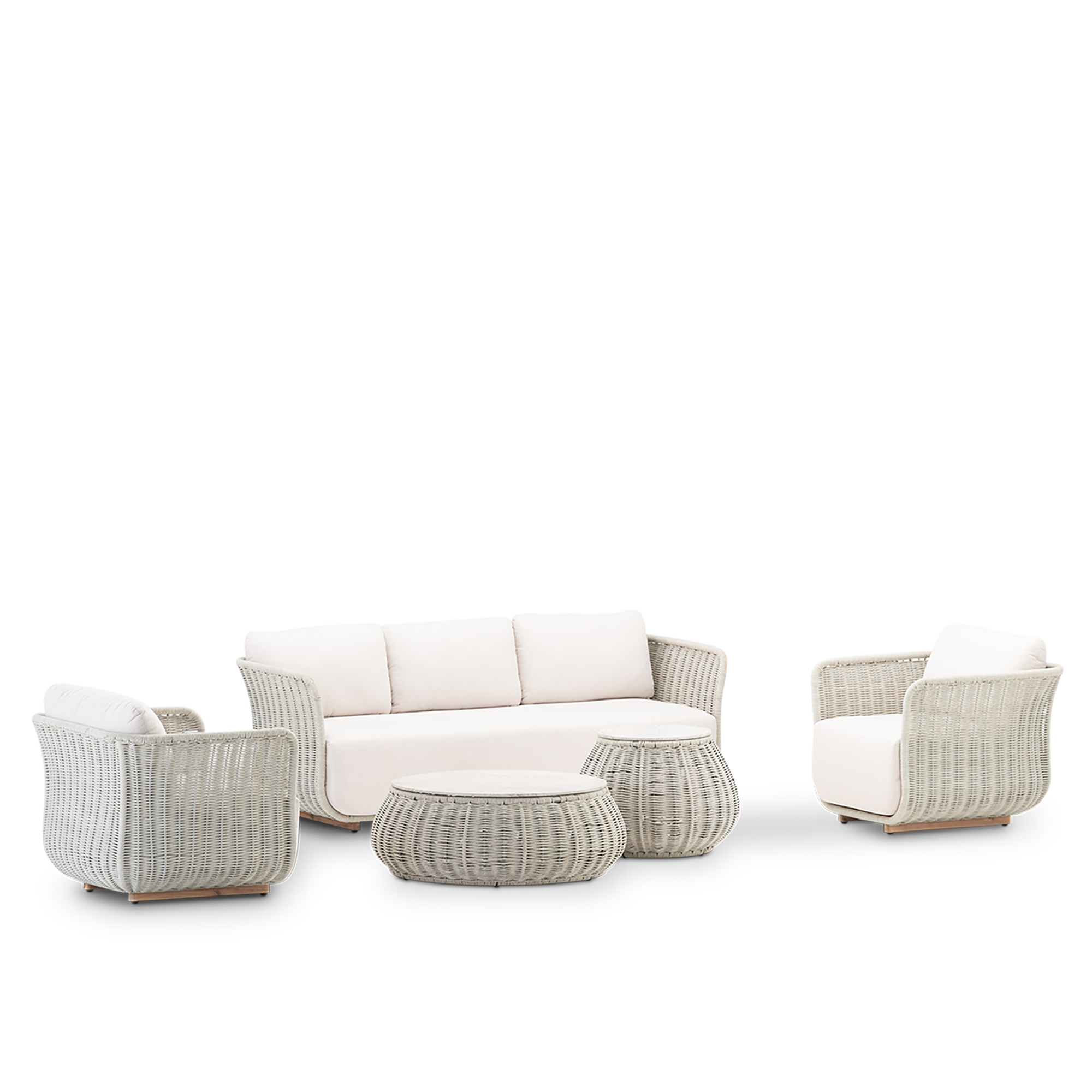 Conjunto de jardín corfu de aluminio y cuerda gris para 5 comensales