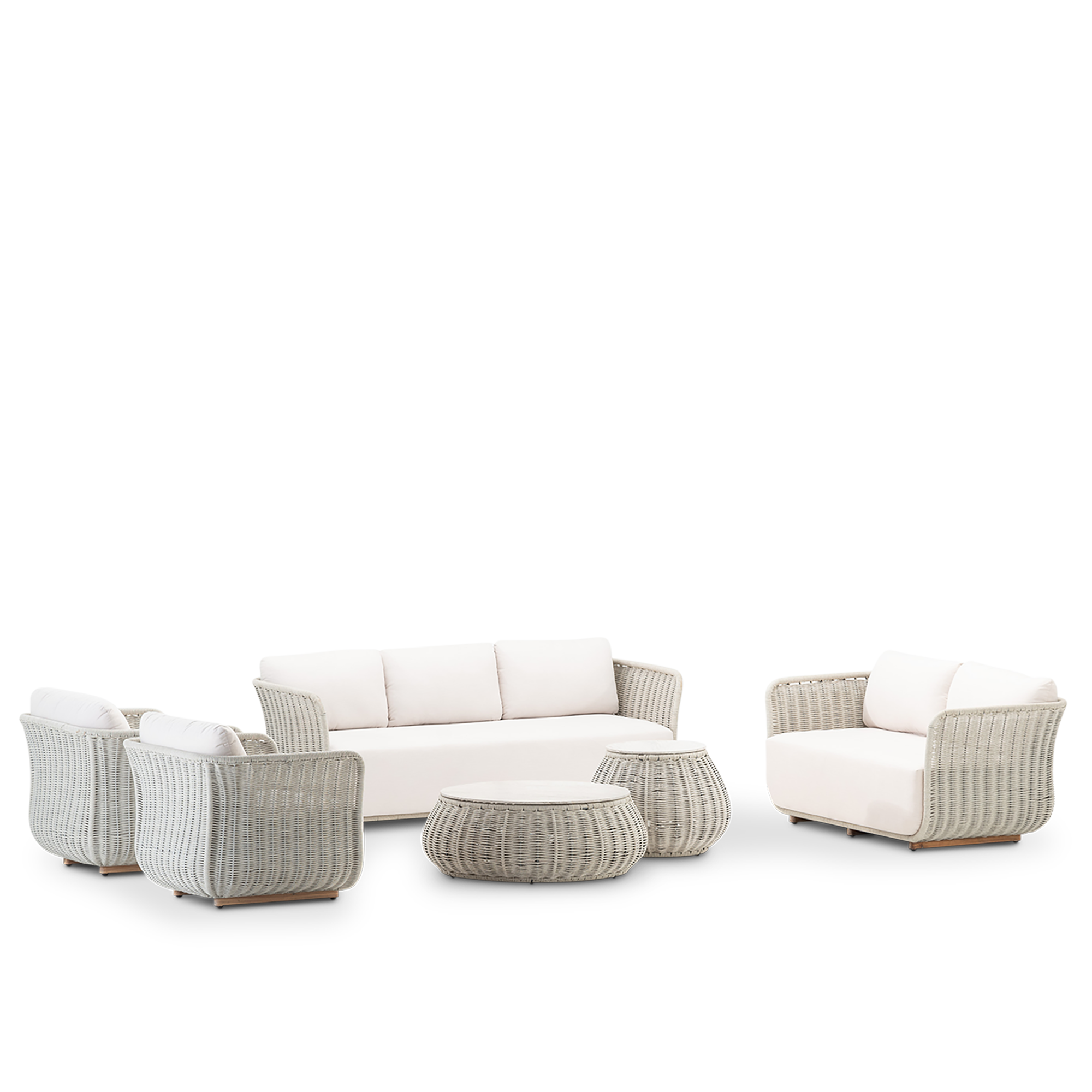 Conjunto de jardín corfu de aluminio y cuerda gris para 7 comensales