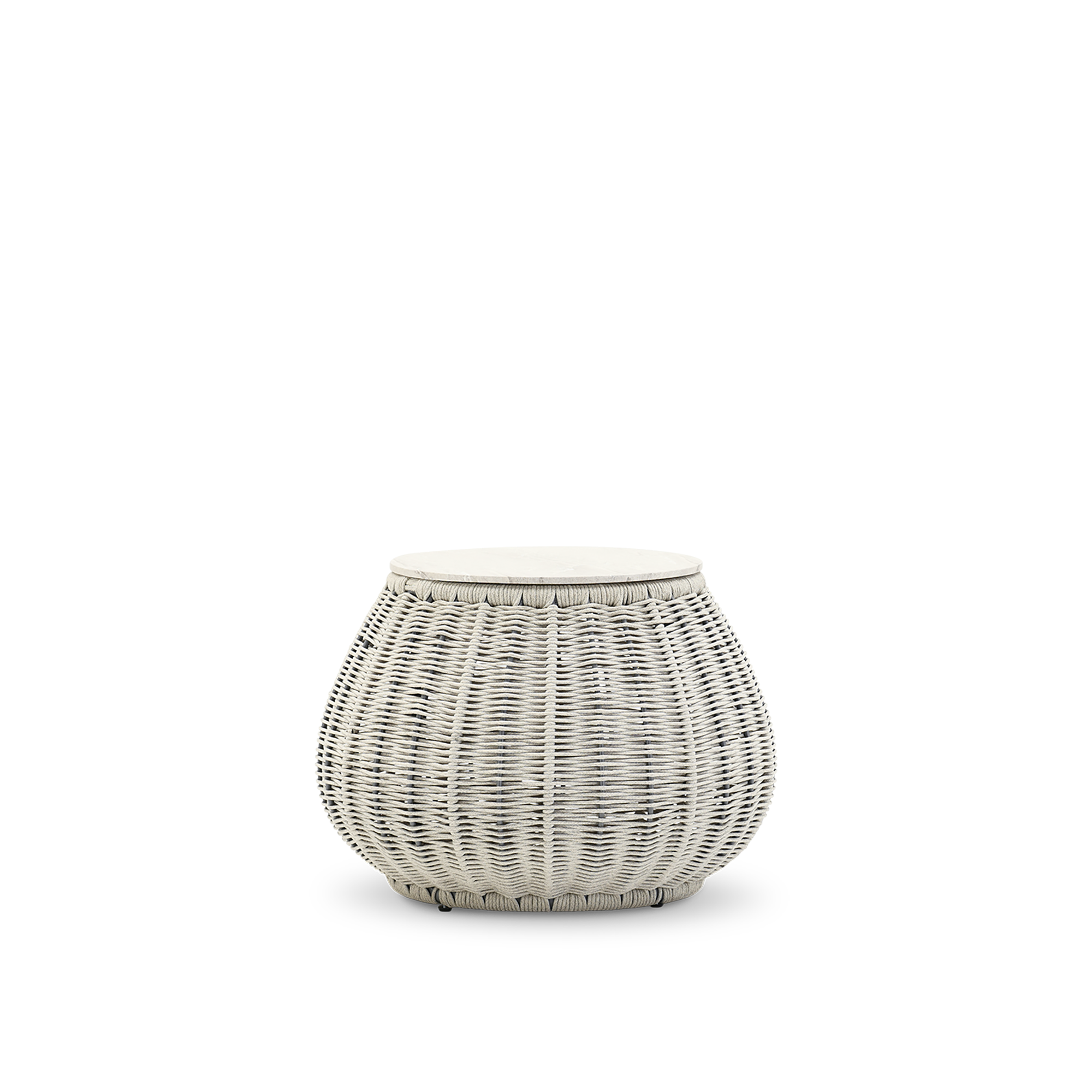 Mesa auxiliar de jardín corfu de aluminio y cuerda gris de ø 70 x 37 cm