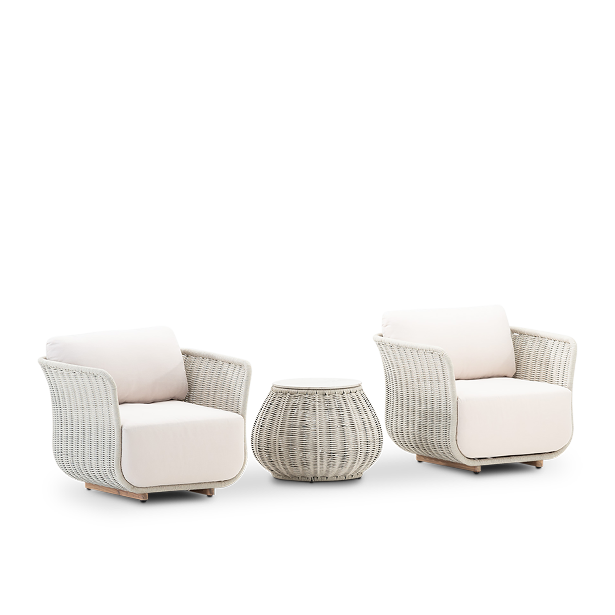 Conjunto de jardín corfu de aluminio y cuerda gris para 2 comensales