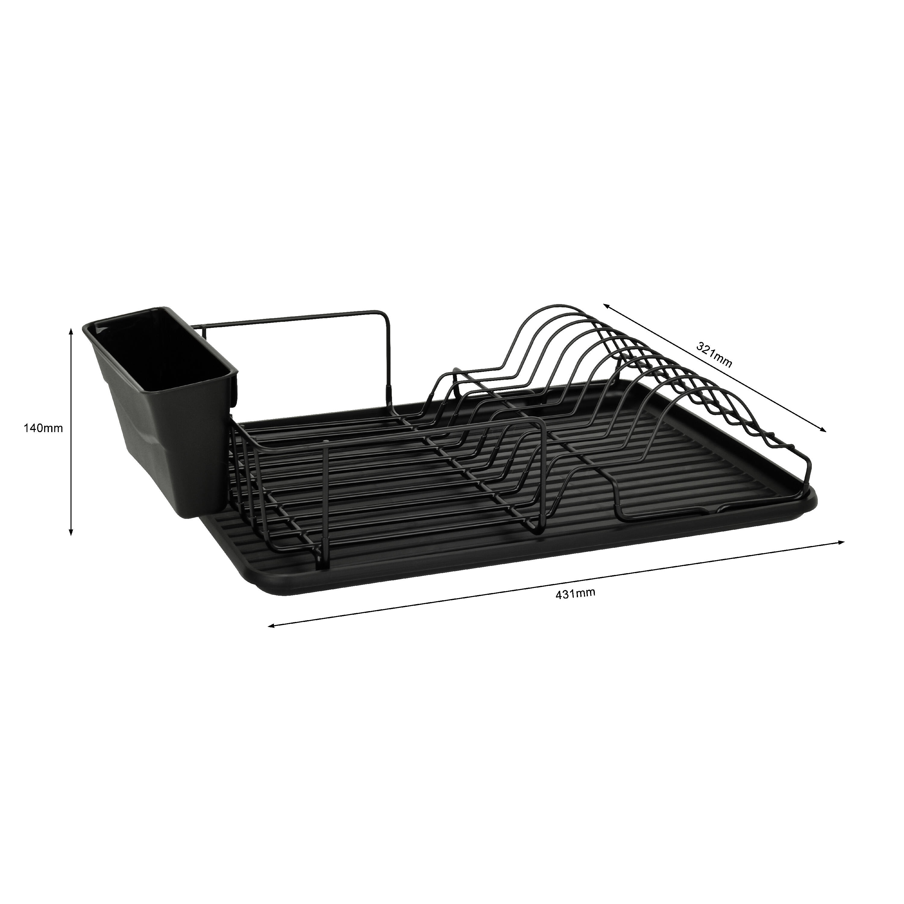 Escorredor de louça com bandeja 43x14.5x32 cm preto - 4