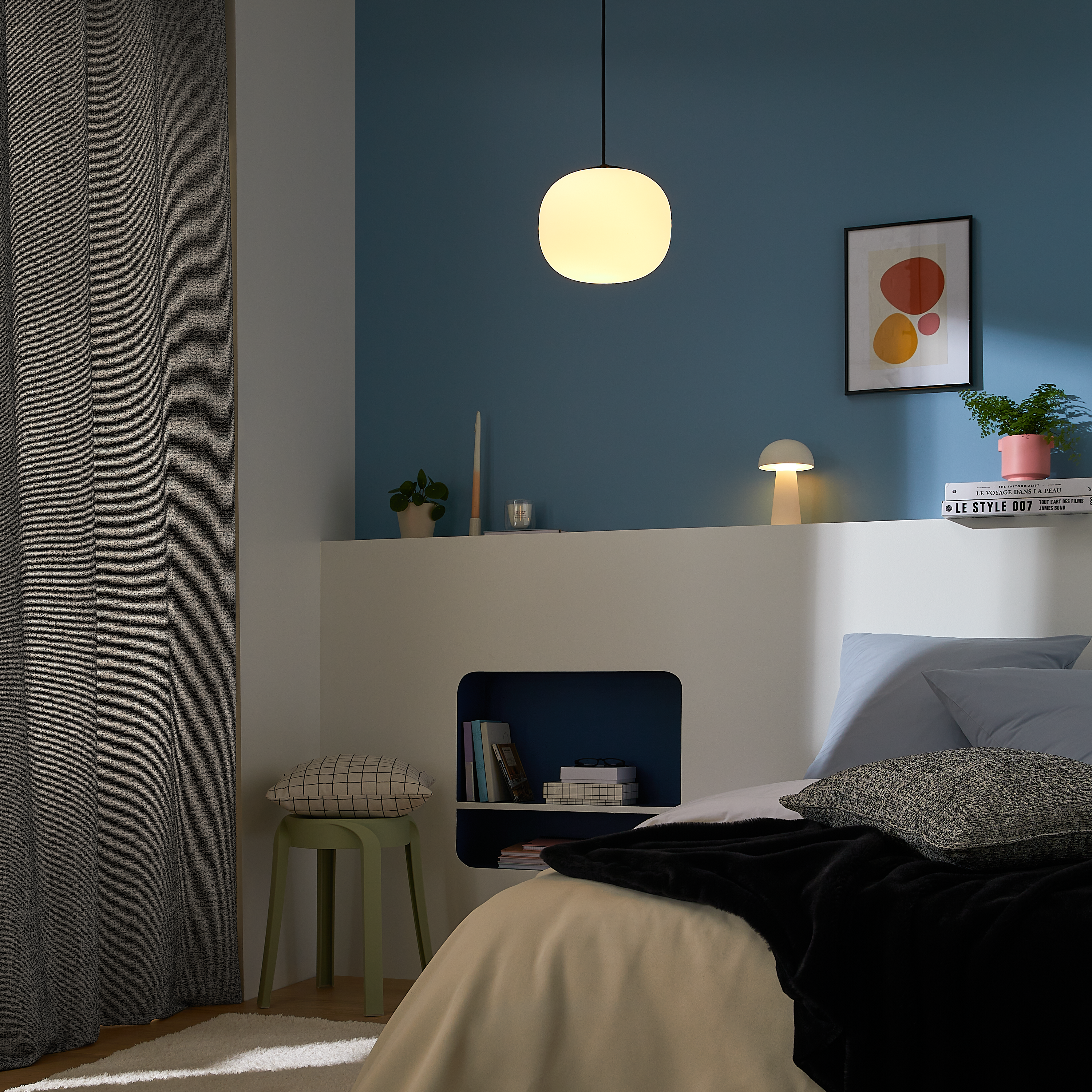 Lámpara de mesa sin cable LED Sigrun INSPIRE Ø de 13,5 y 21 cm de alto con estructura blanca pantalla blanca luz cálida 2700K - 12