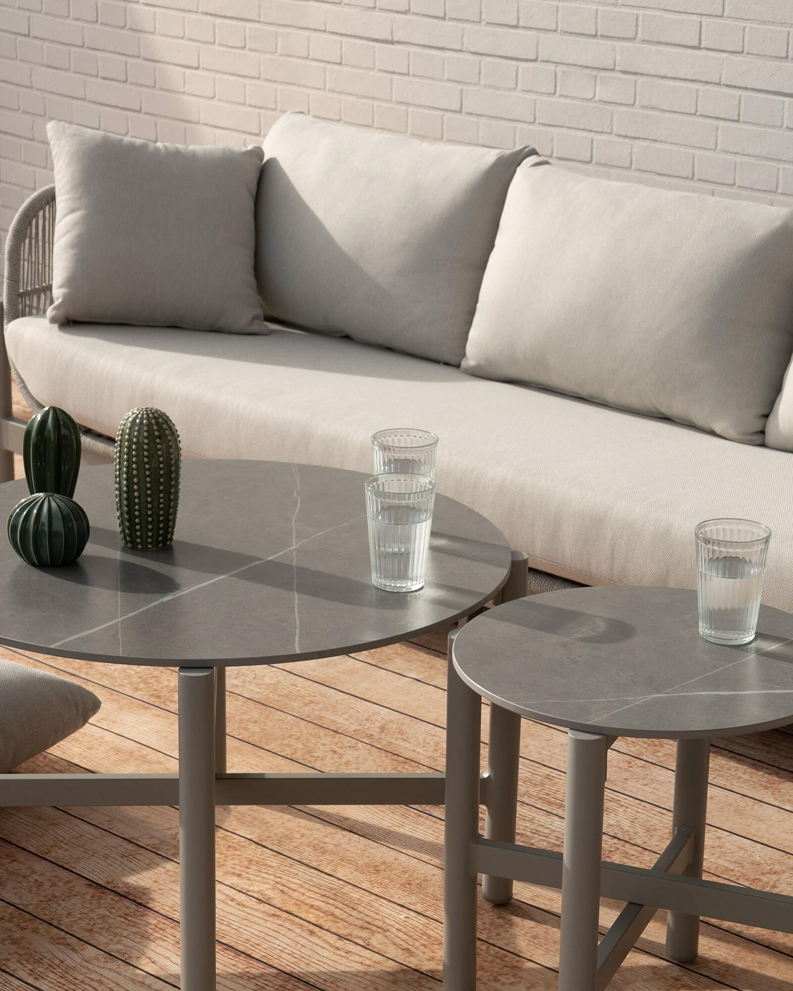 Mesa auxiliar de jardín milos de aluminio y cerámica de ø 50 cm