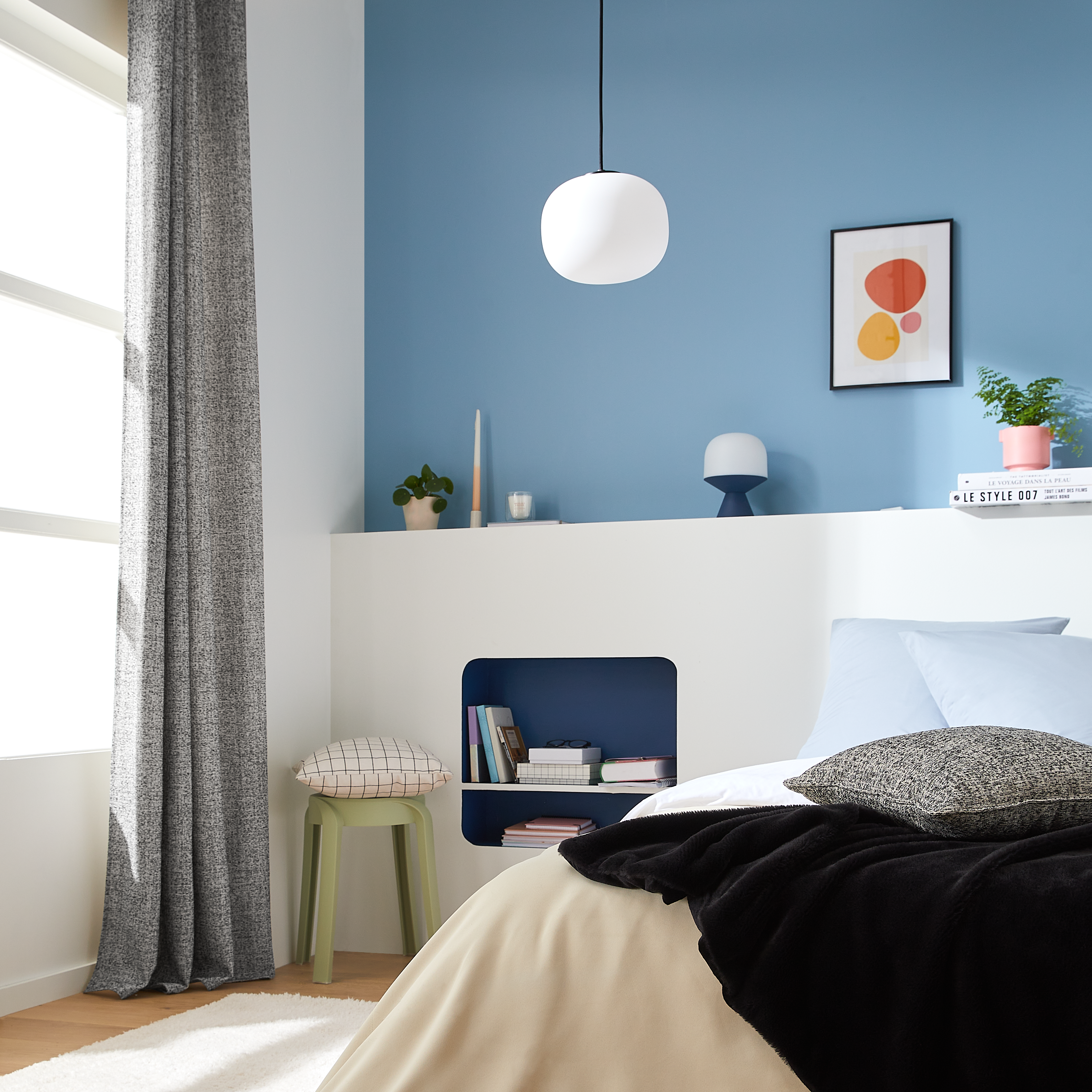 Lampa stołowa Tiga niebieska E14 LED Inspire - 9