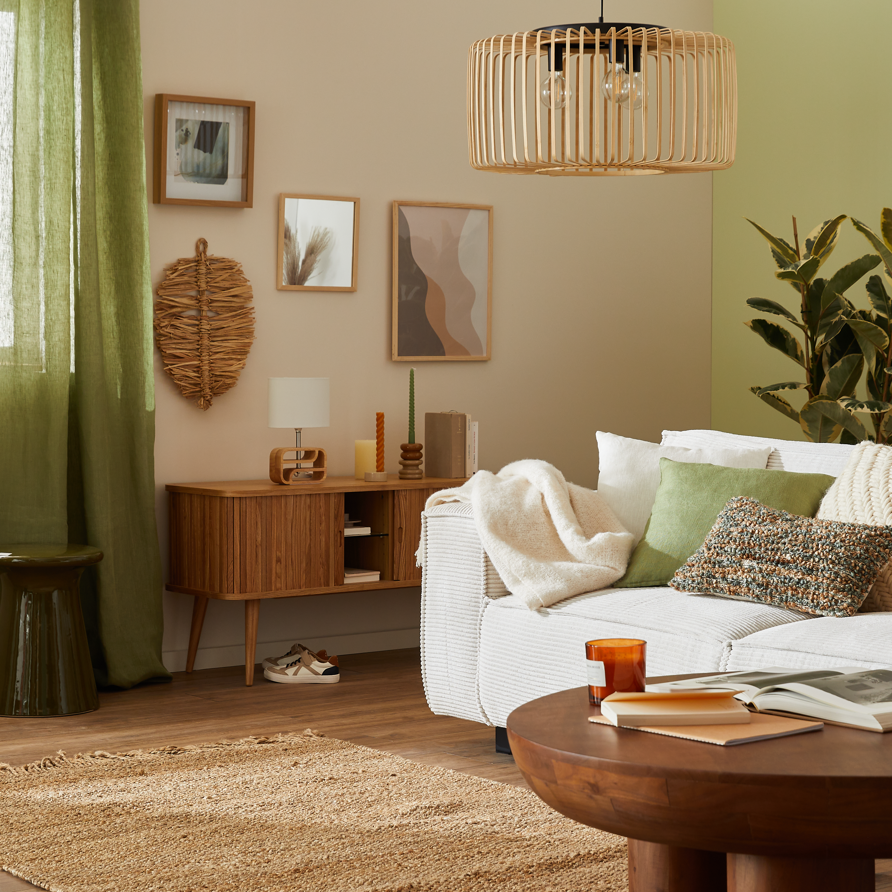 Miroir carré bois beige Natural wood, l.30 x H.30 cm - 4