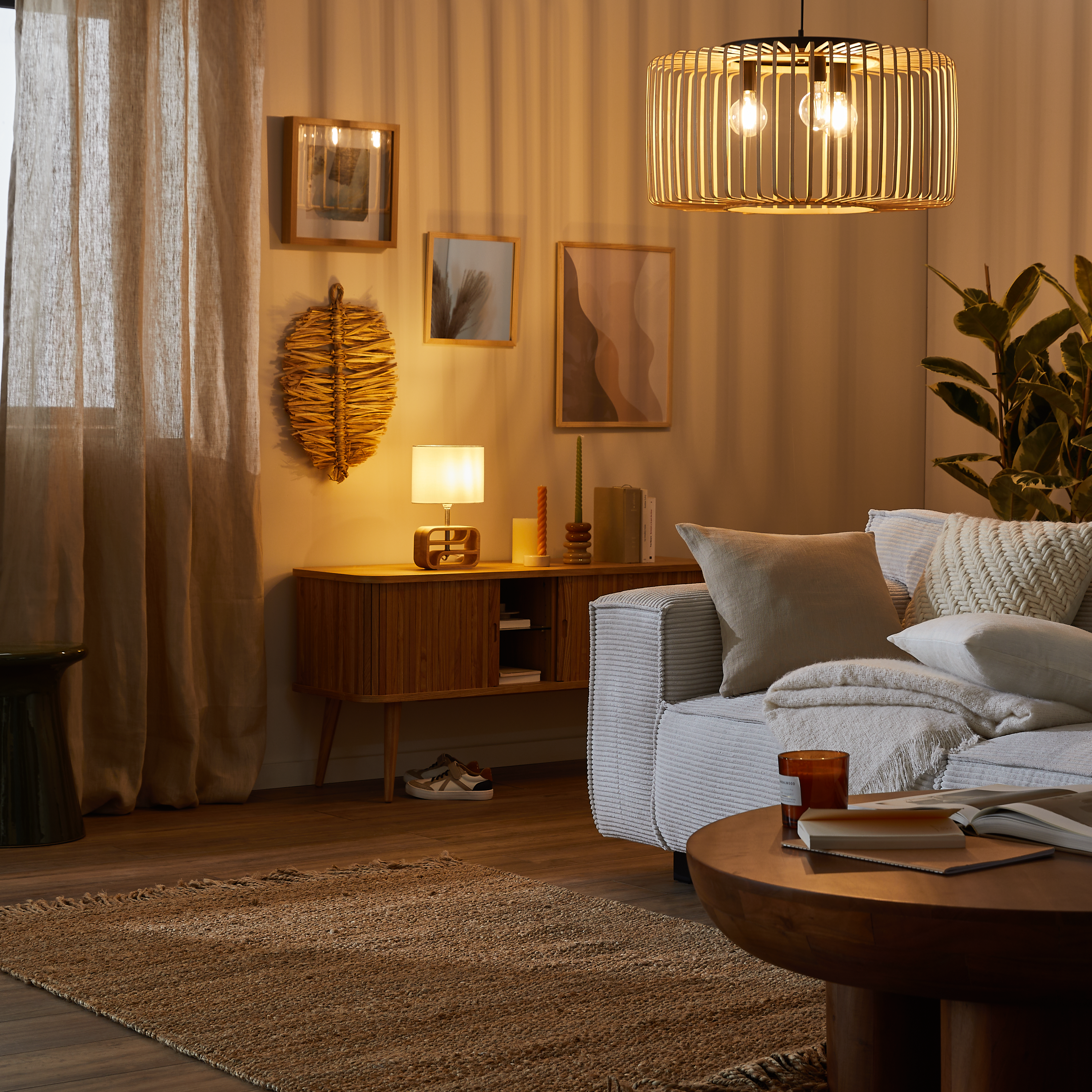 Miroir carré bois beige Natural wood, l.30 x H.30 cm - 3