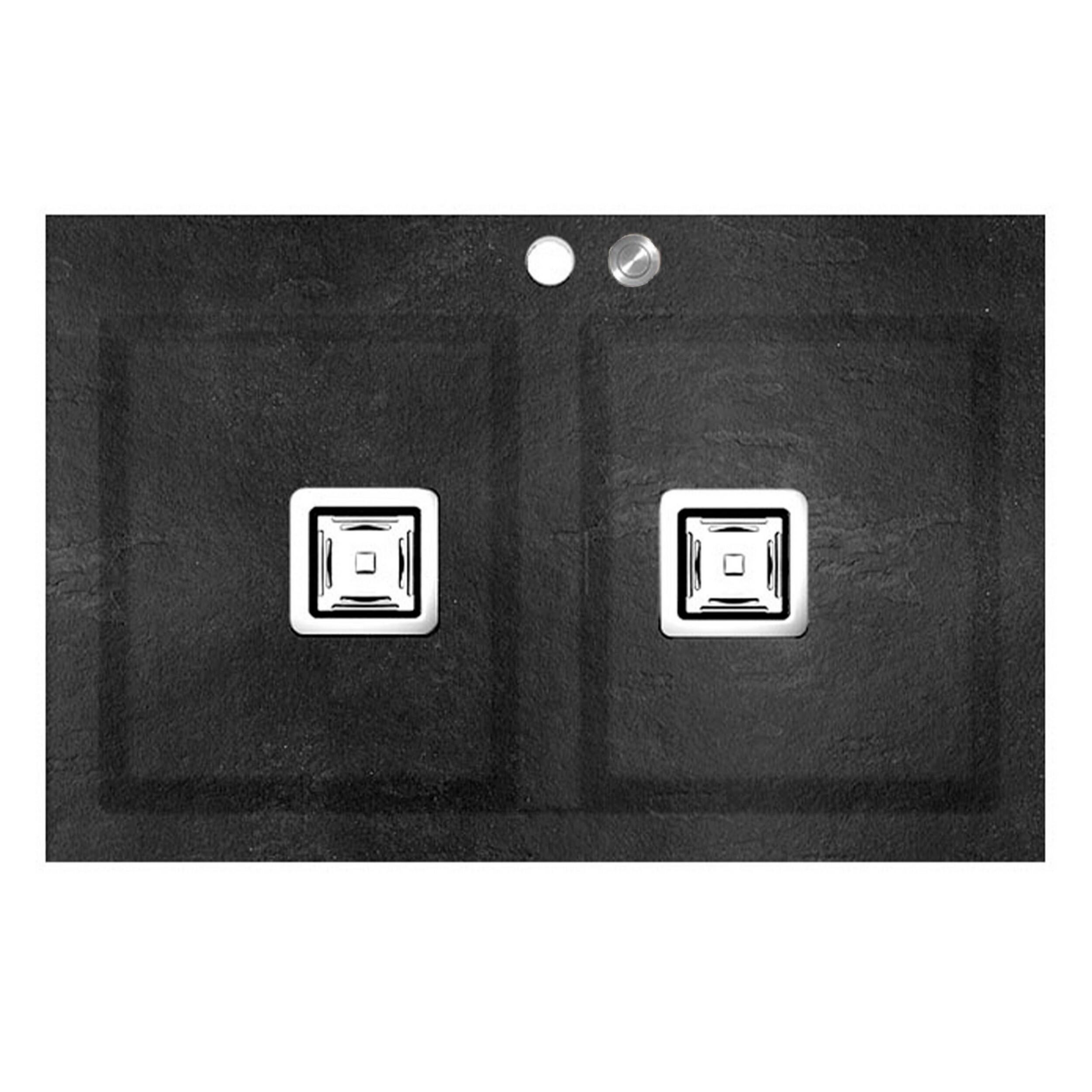 Fregadero 2 senos rectangular poalgi kobus hekla alto basalt negro 80x52 cm