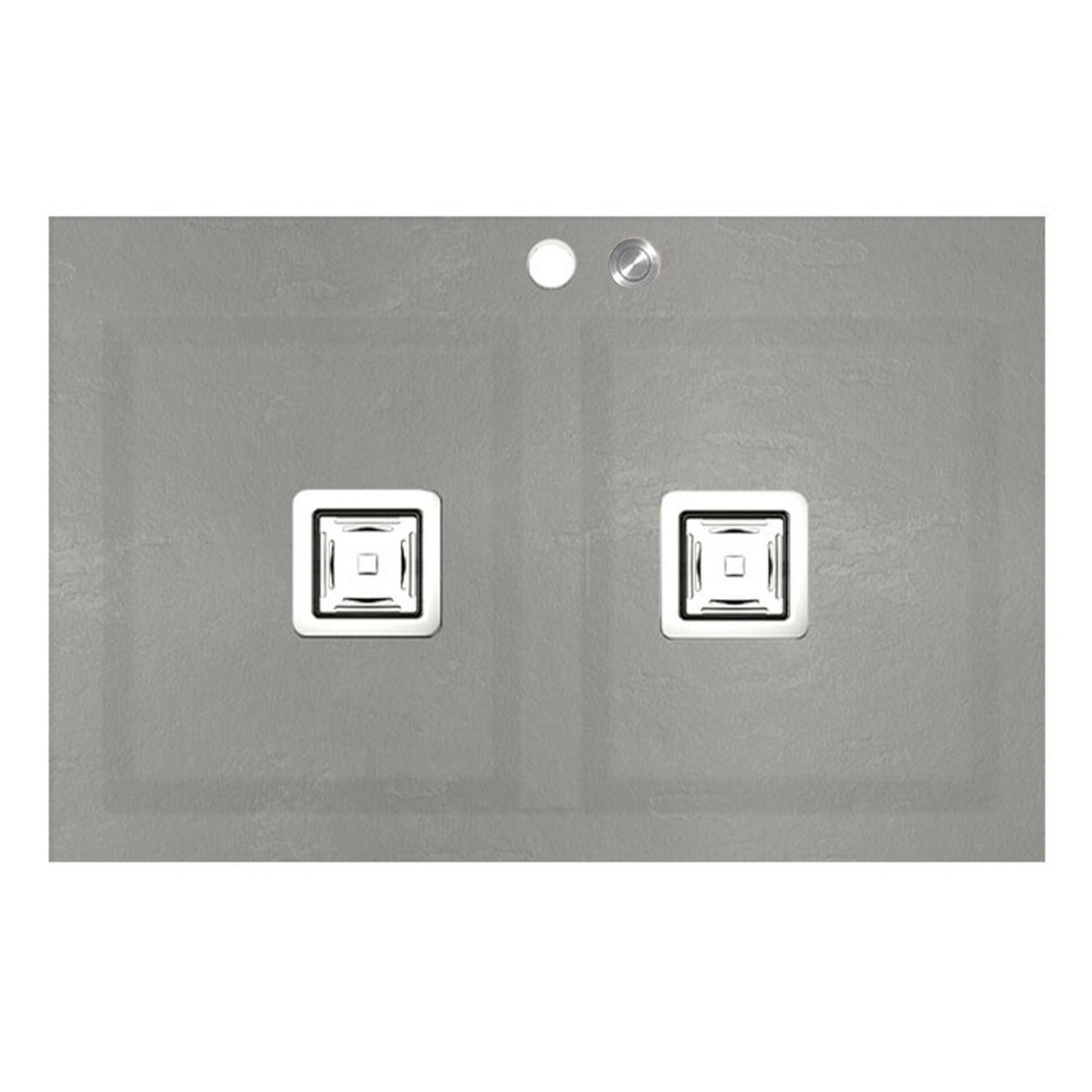 Fregadero 2 senos rectangular poalgi kobus hekla alto ash gris 80x52 cm