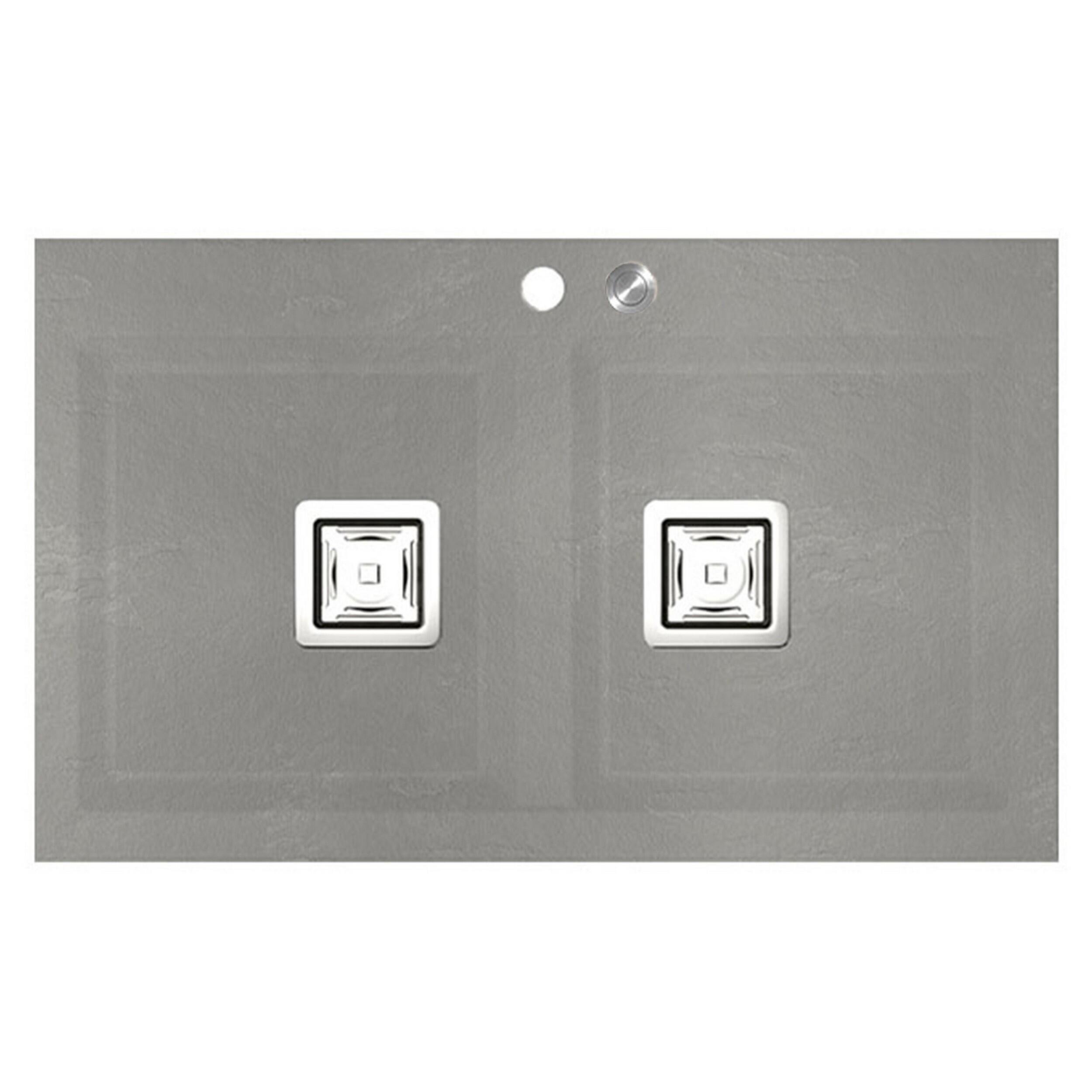 Fregadero 2 senos rectangular poalgi kobus hekla alto ash gris 86x52 cm