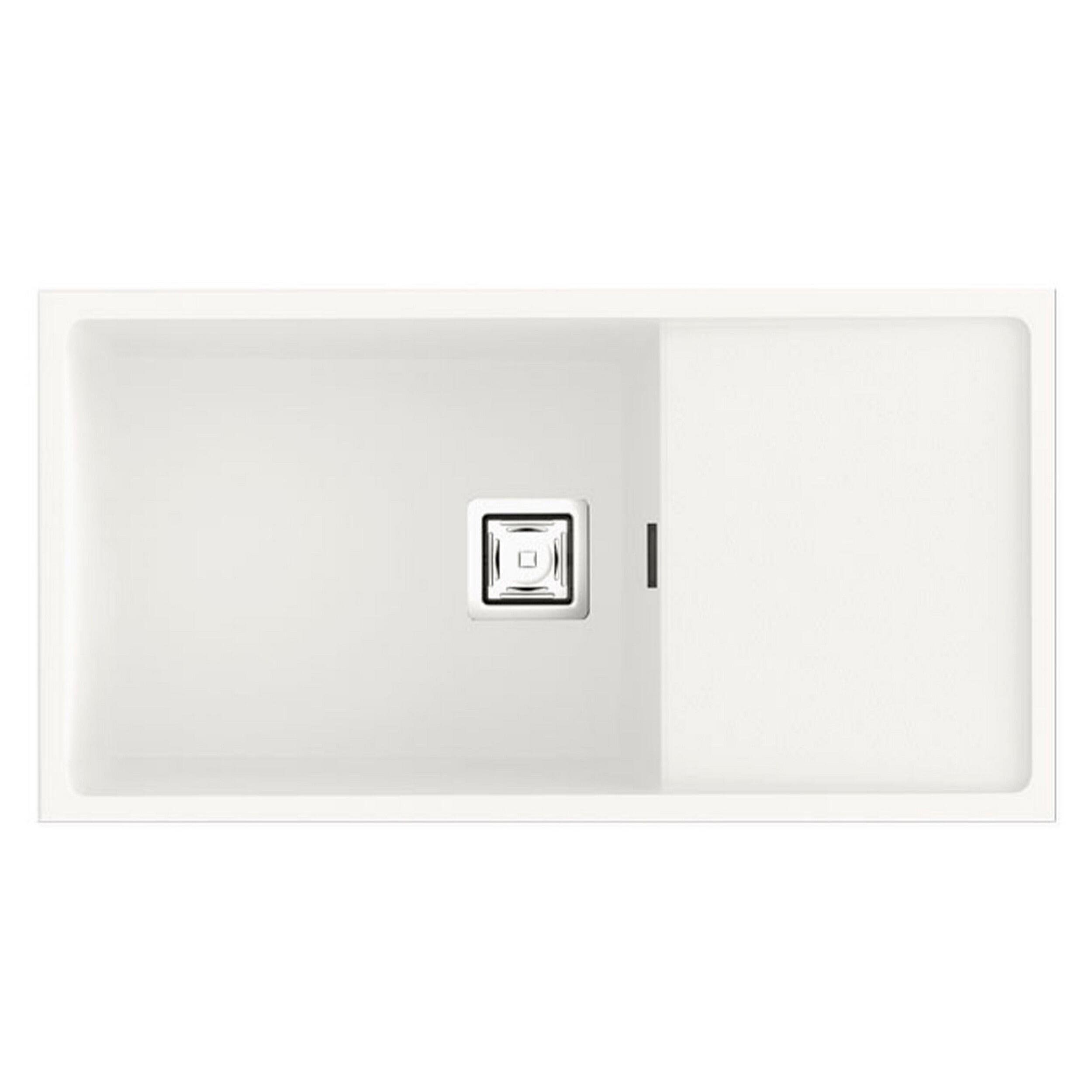 Fregadero seno con escurridor rectangular poalgi zie hekla snow blanco 85x45 cm