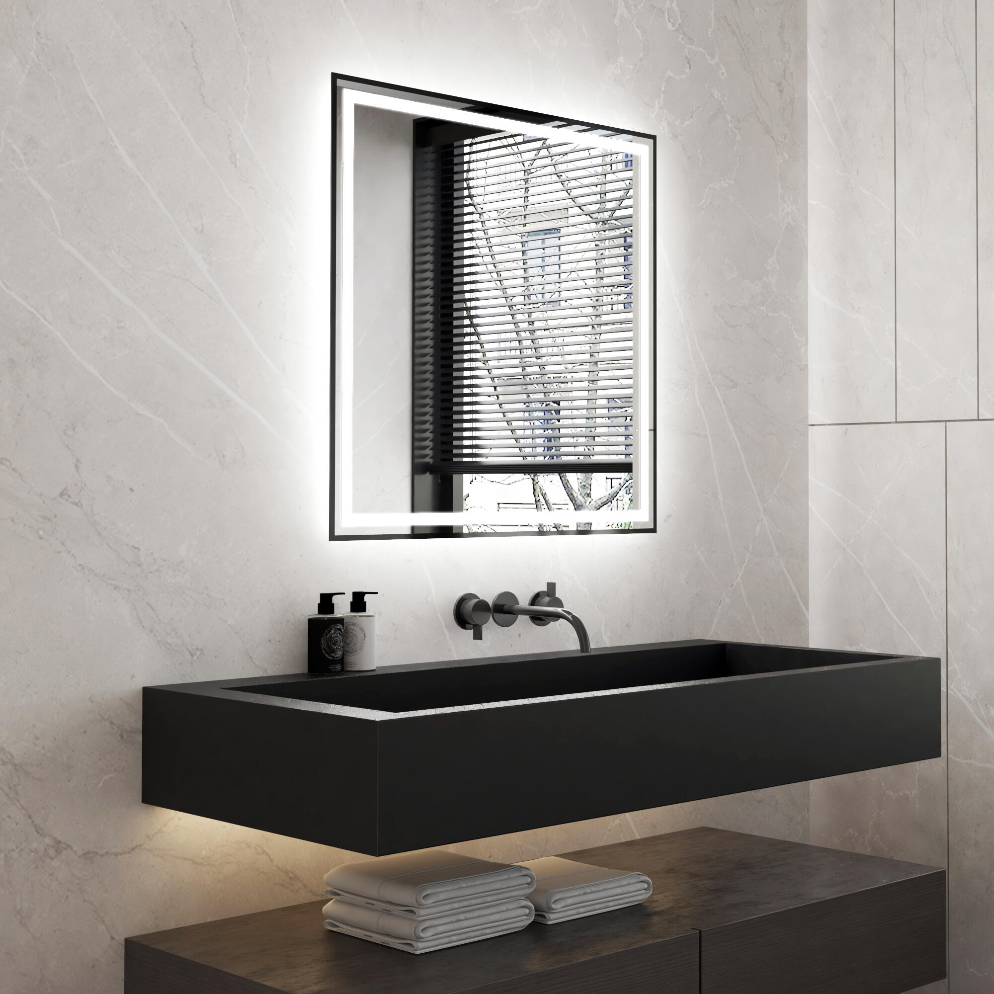Espejo de baño con luz led denzo 80x80cm