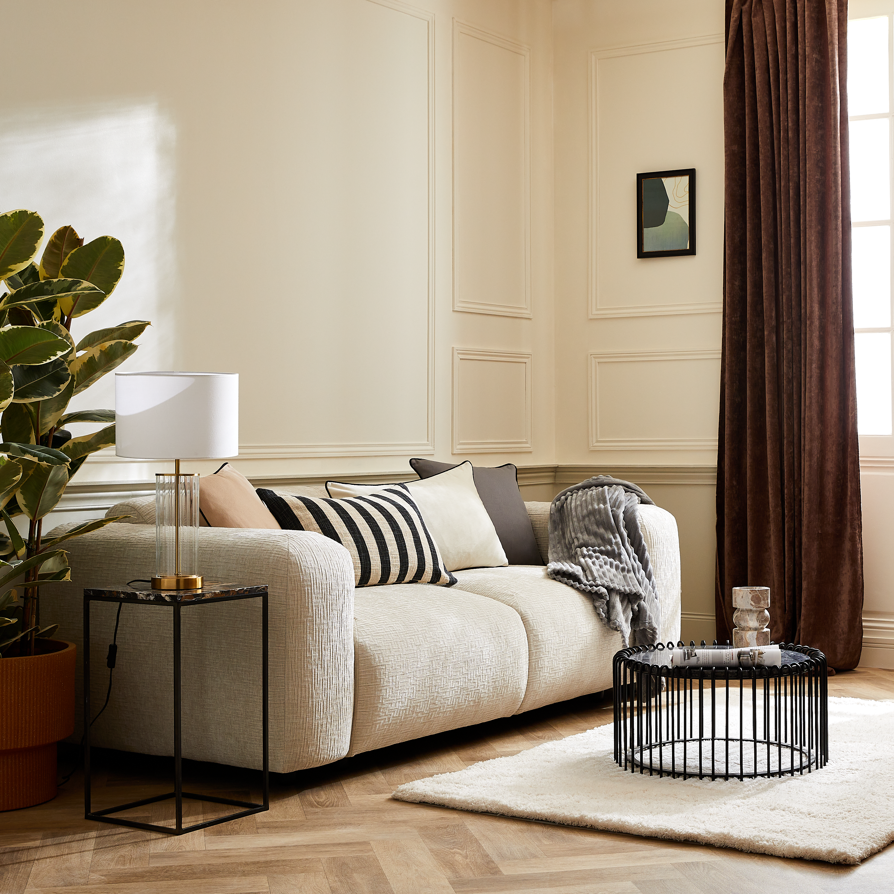 Lámpara de mesa compatible con casquillo E27 Mamio INSPIRE con estructura hierro gris pantalla blanca alimentación a red - 6