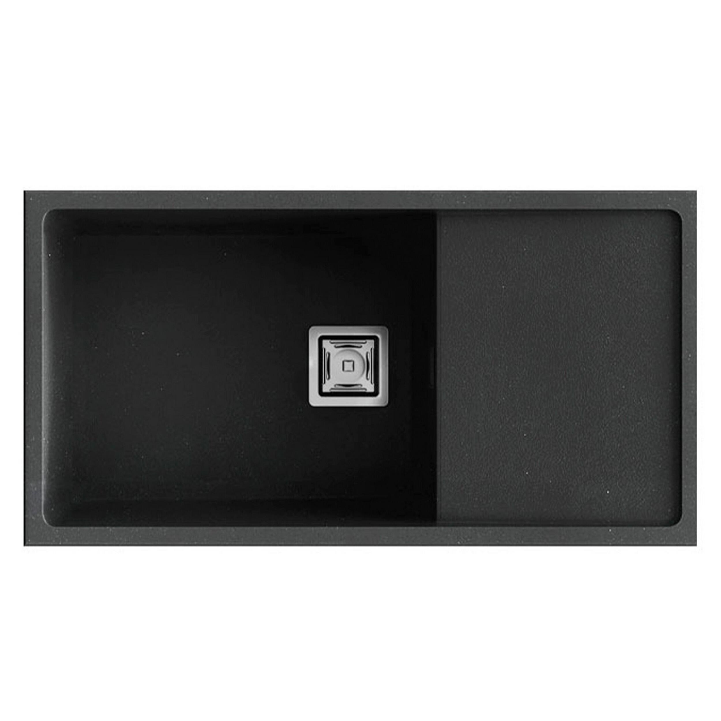Fregadero seno con escurridor rectangular poalgi zie hekla basalt negro 85x45 cm