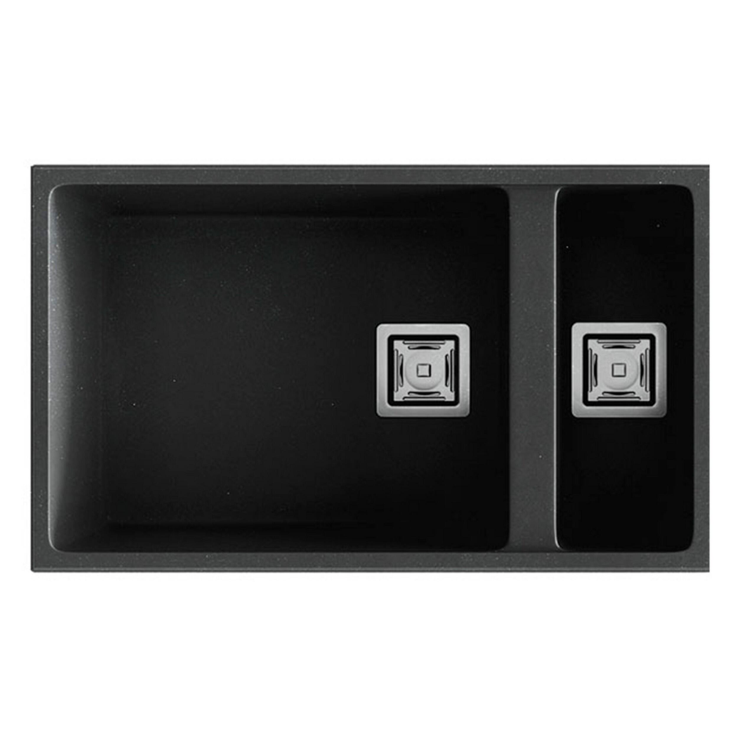 Fregadero 1 seno y medio poalgi zie hekla basalt negro 75x45 cm