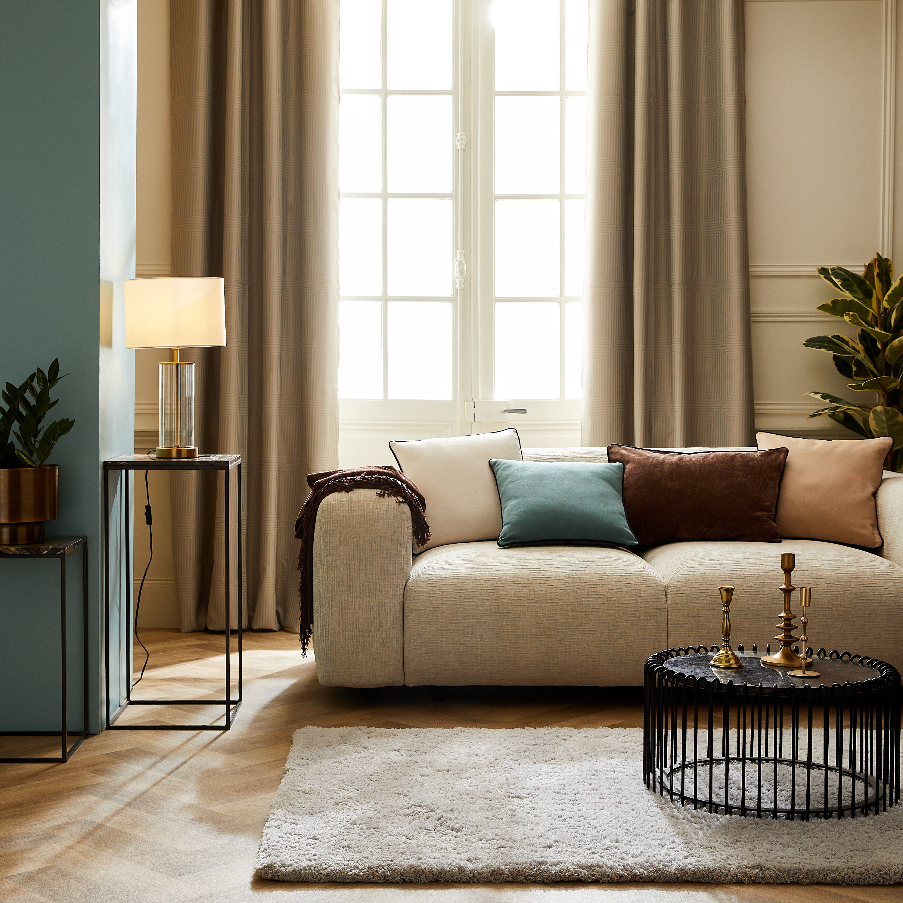 Housse de coussin Kalpe bleu, 45 x 45 cm, INSPIRE - 4