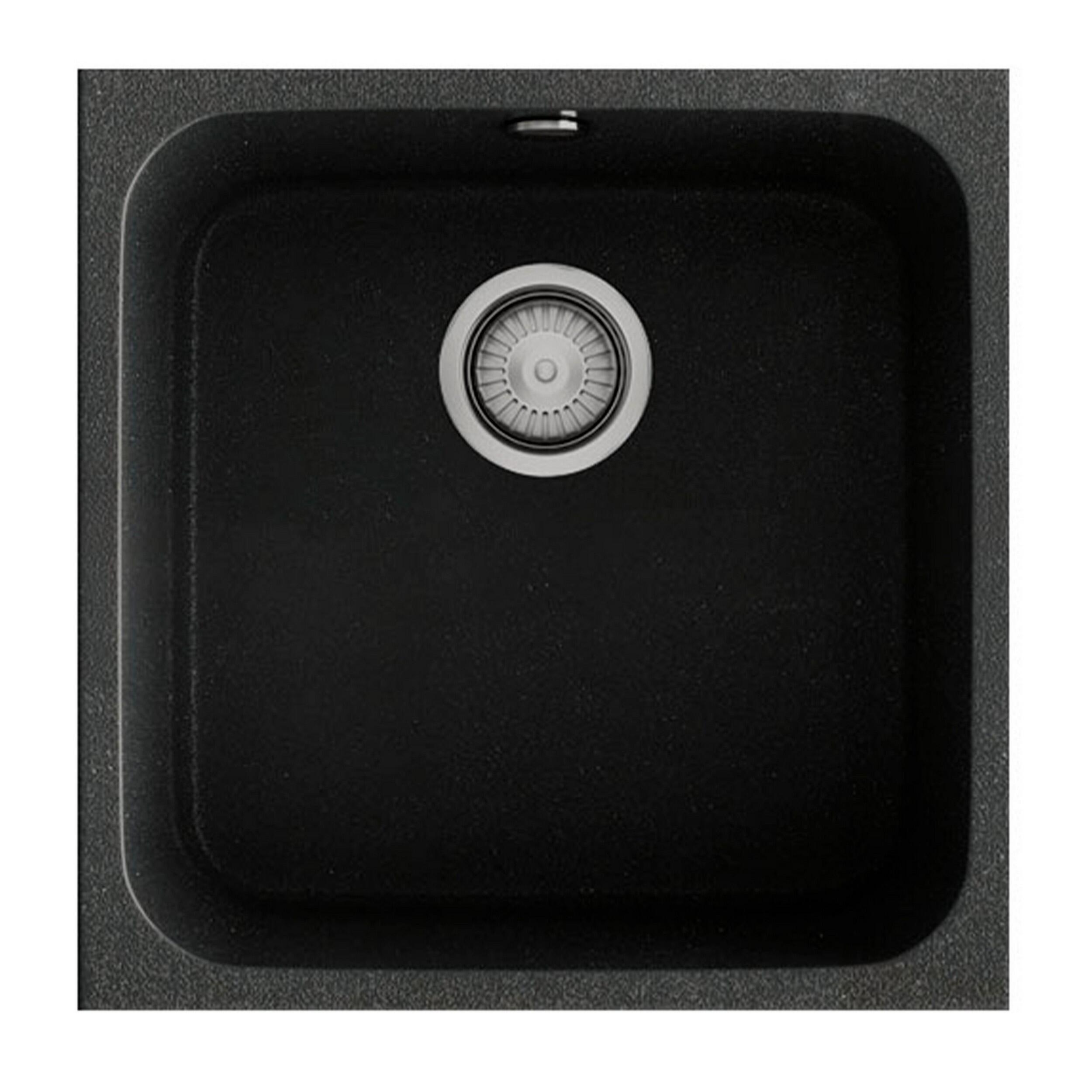 Fregadero 1 seno rectangular poalgi gandia hekla basalt negro 44x44.5 cm