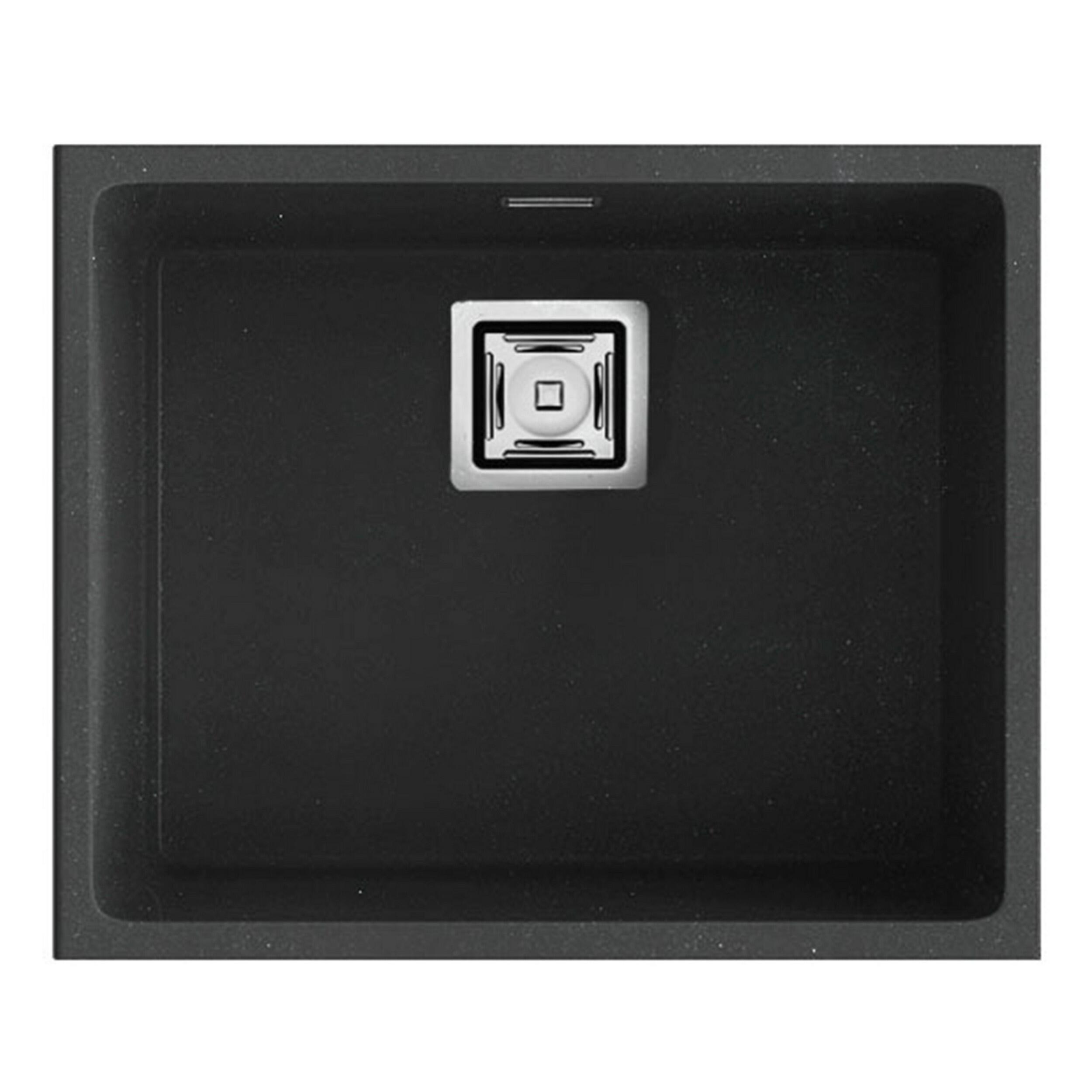 Fregadero 1 seno rectangular poalgi zie hekla basalt negro 55x45 cm