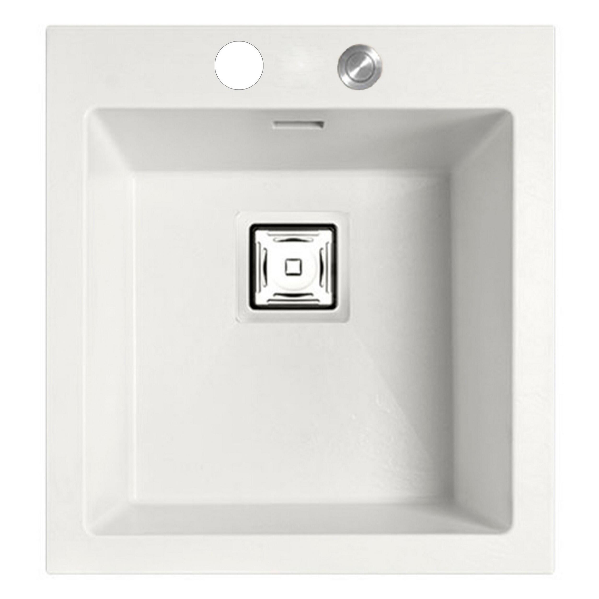 Fregadero 1 seno rectangular poalgi kobus hekla bajo snow blanco 46.8x52 cm