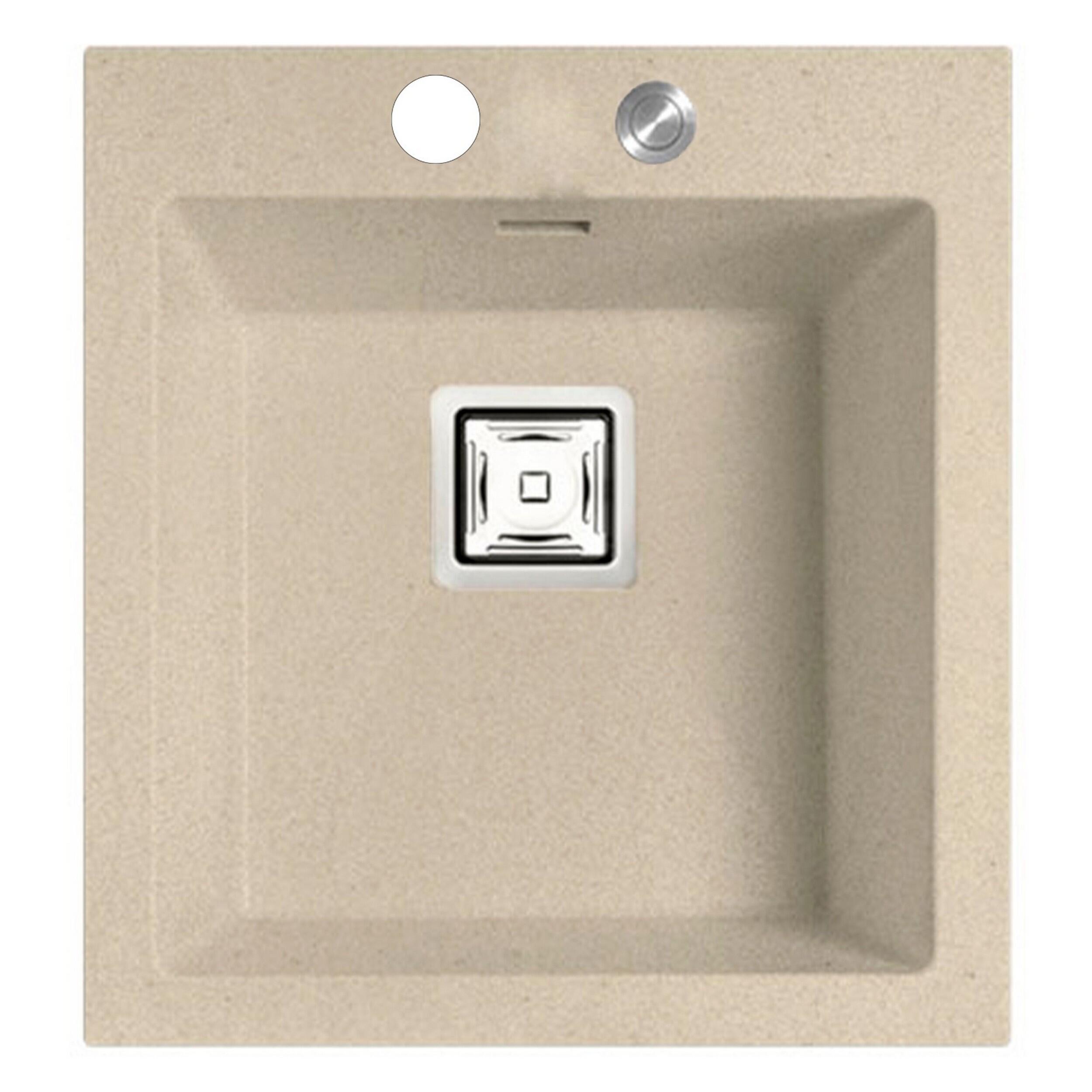 Fregadero 1 seno rectangular poalgi kobus hekla bajo pumice beige 46.8x52 cm