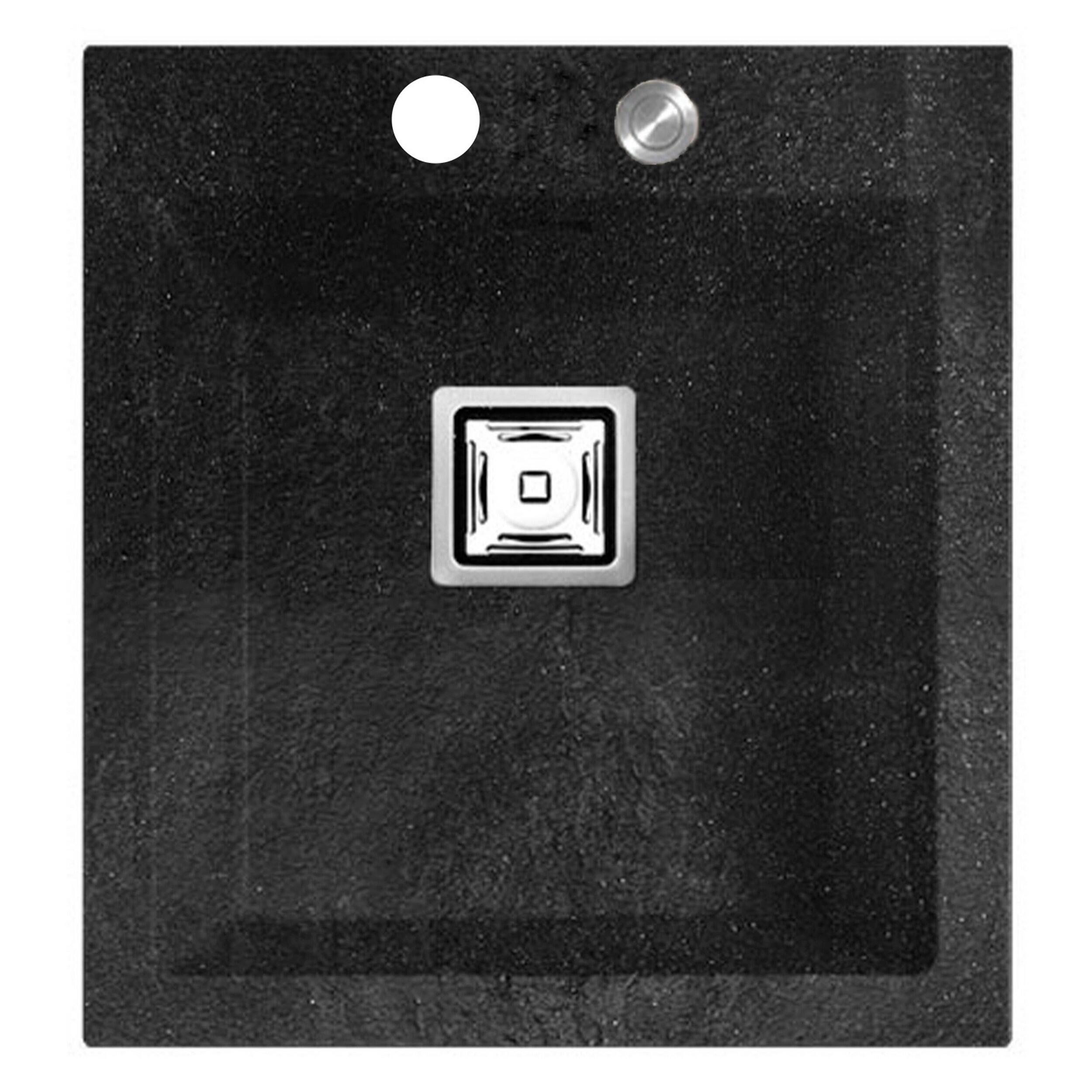 Fregadero 1 seno rectangular poalgi kobus hekla alto basalt negro 46.8x52 cm