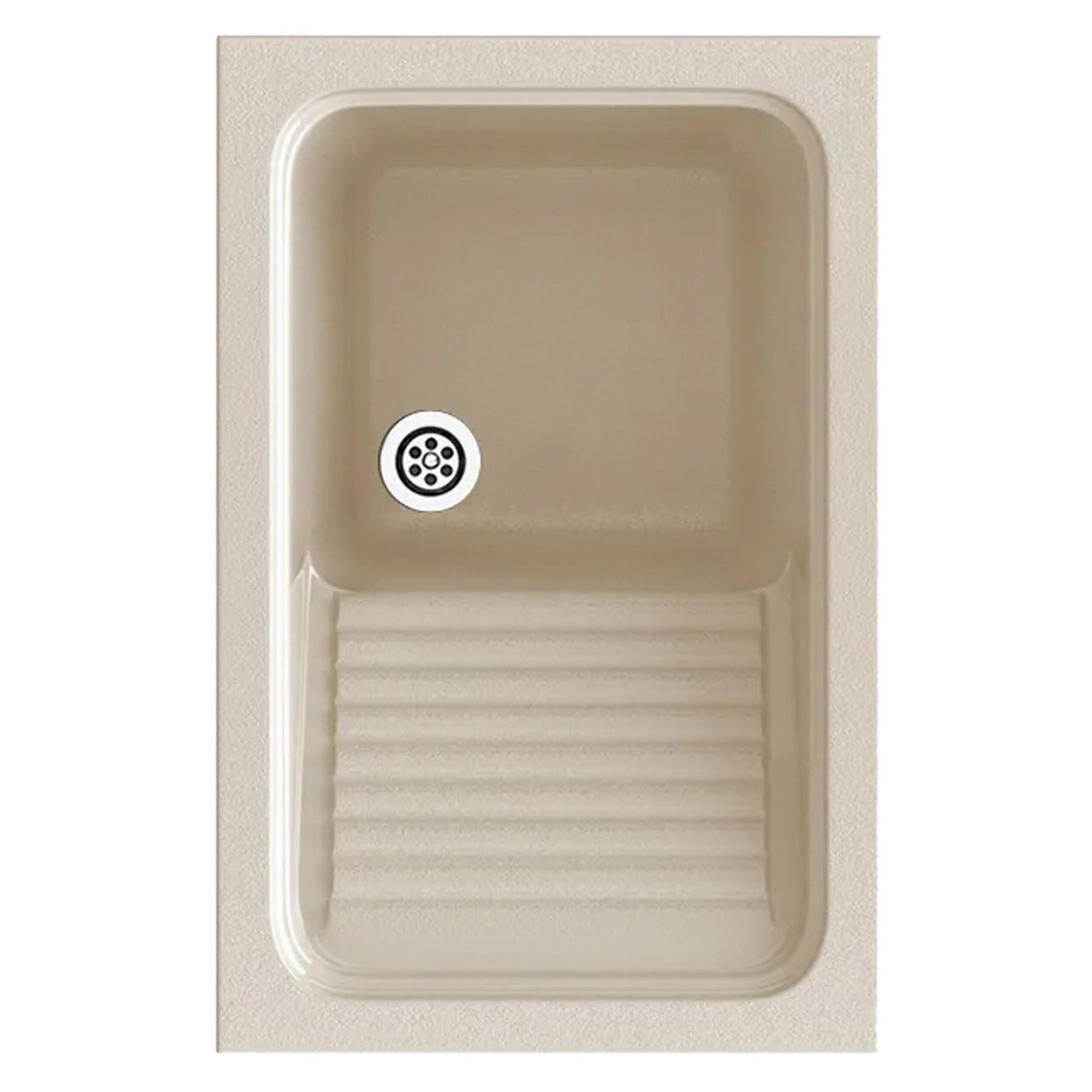 Lavadero 1 seno con escurridor de resina rectangular poalgi basic 40 x 63.5 cm