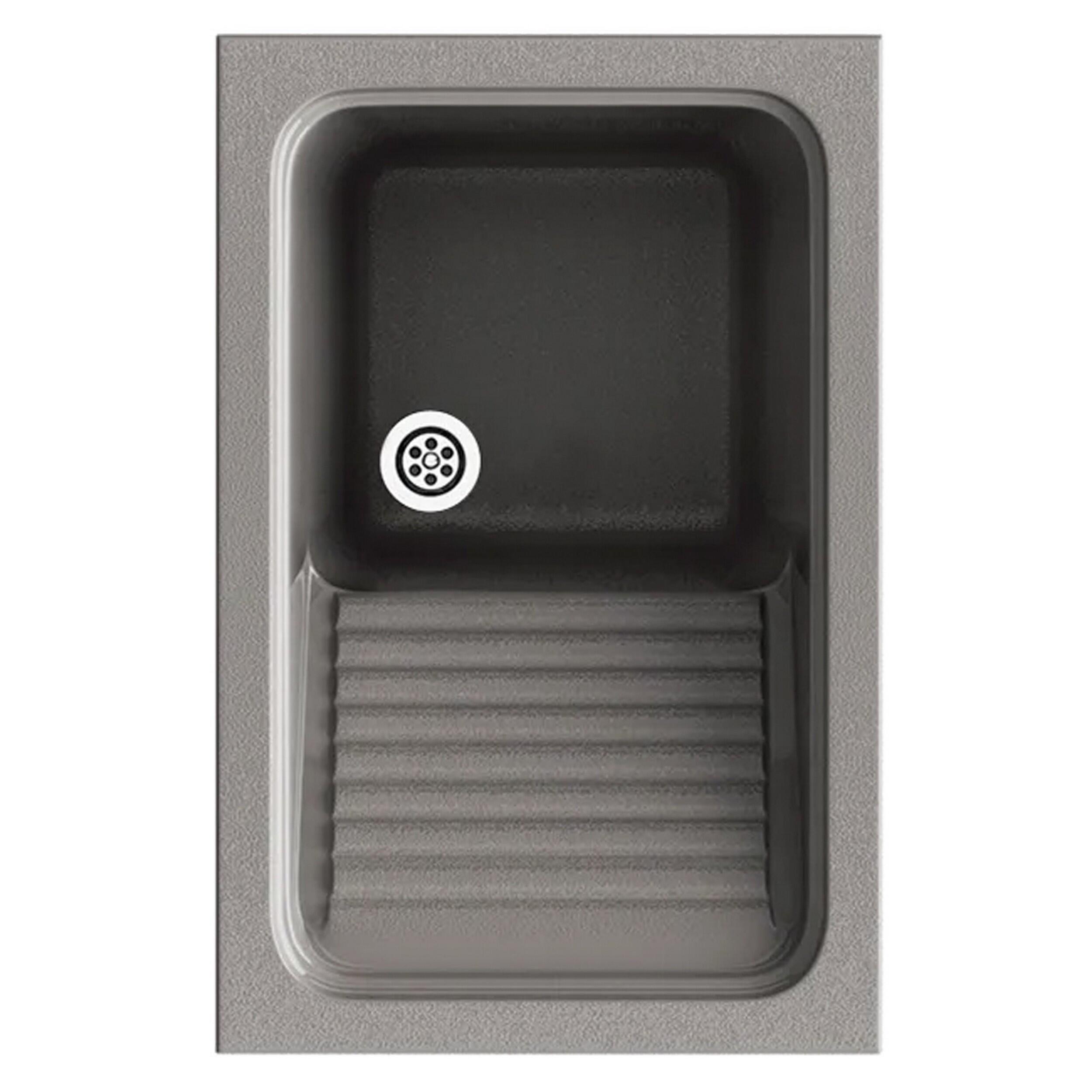 Lavadero de 1 seno de resina rectangular poalgi basic 40 x 63.5 cm