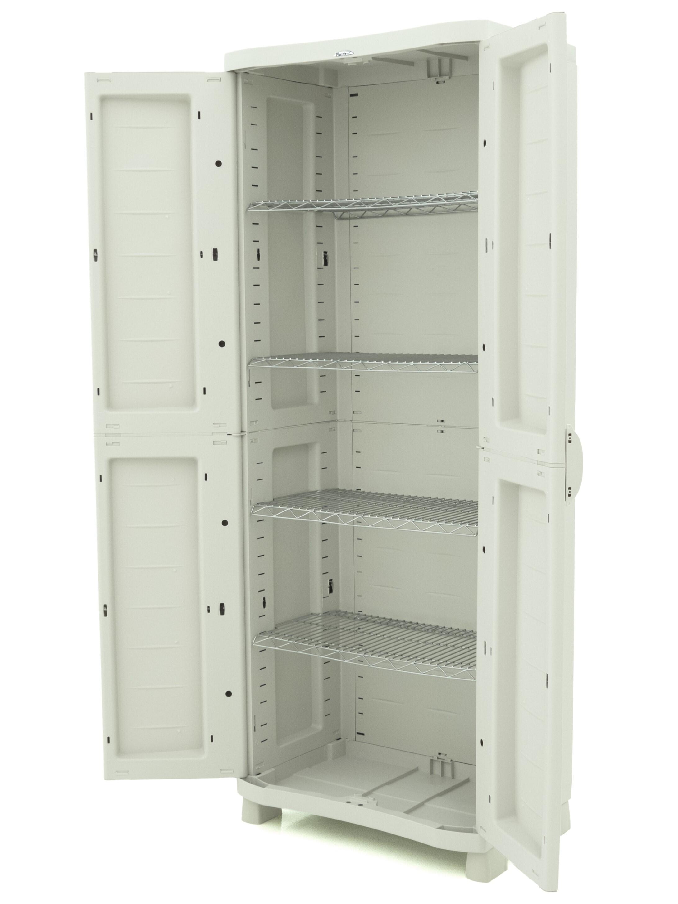 Armario alto con baldas metálicas- 184x70x45 cm uso interior / exterior beige