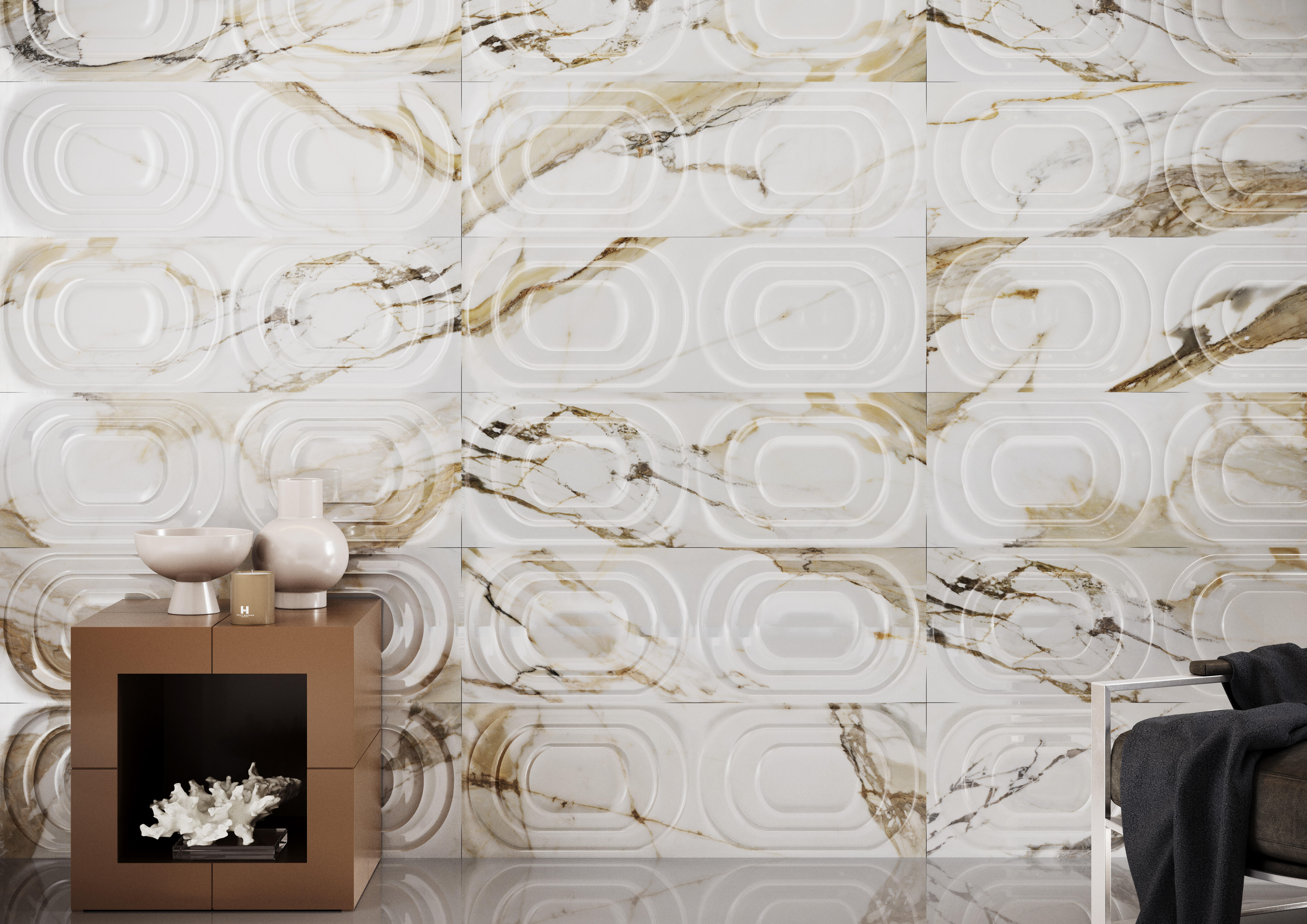 Azulejo cerámico midas efecto mármol dune natural deco 30x90 cm