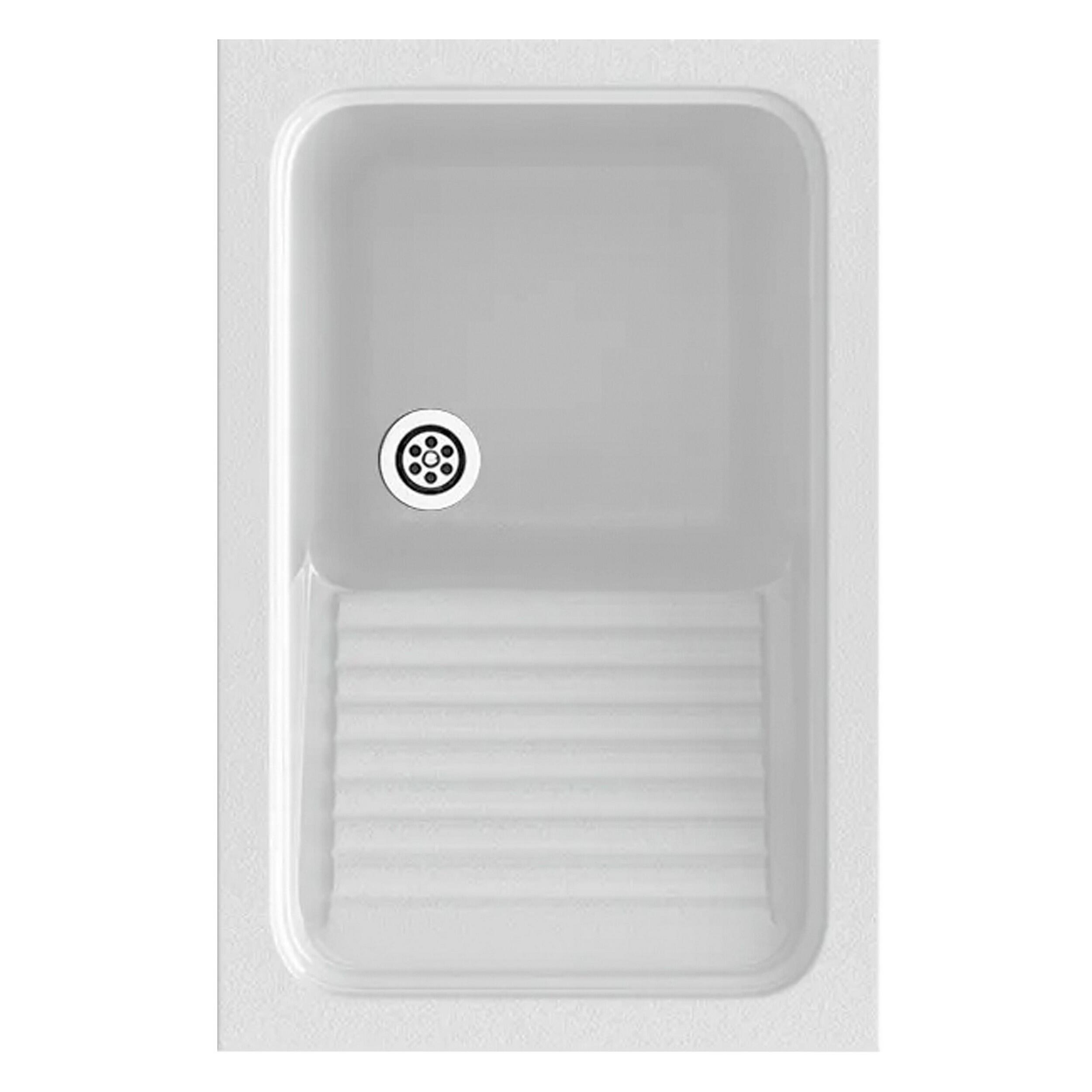Lavadero 1 seno con escurridor de resina rectangular poalgi basic 40 x 63.5 cm