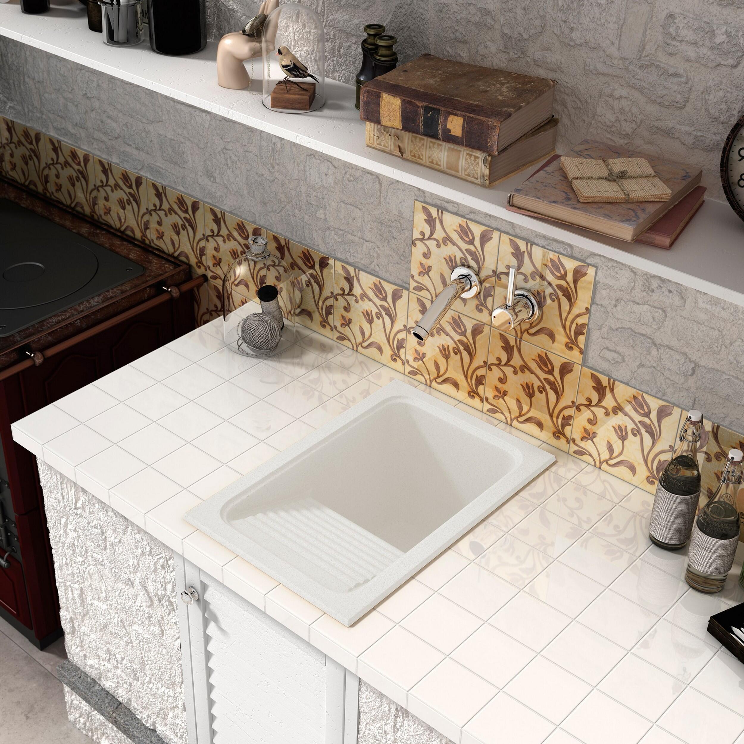 Lava-louça 40X60 cm resina branco Poalgi Silex - 3