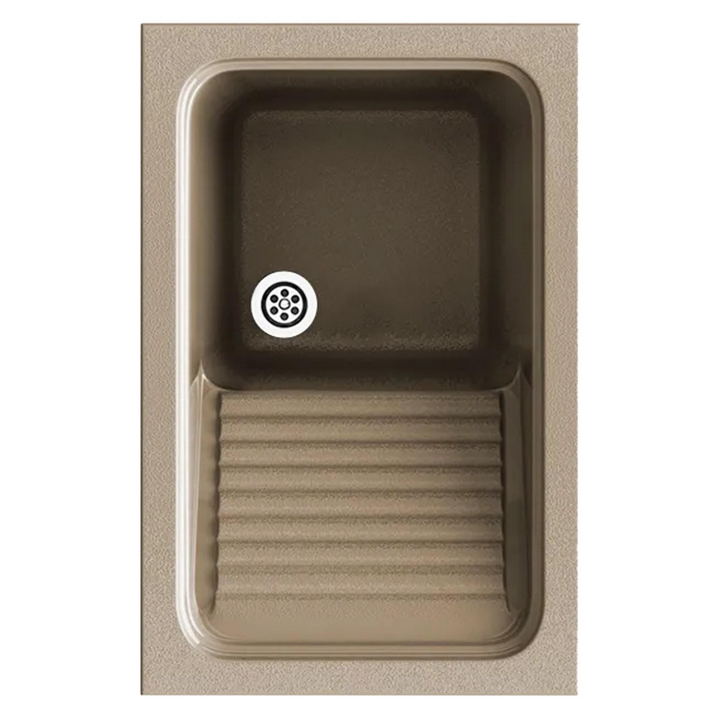 Lavadero 1 seno con escurridor de resina rectangular poalgi basic 40 x 63.5 cm