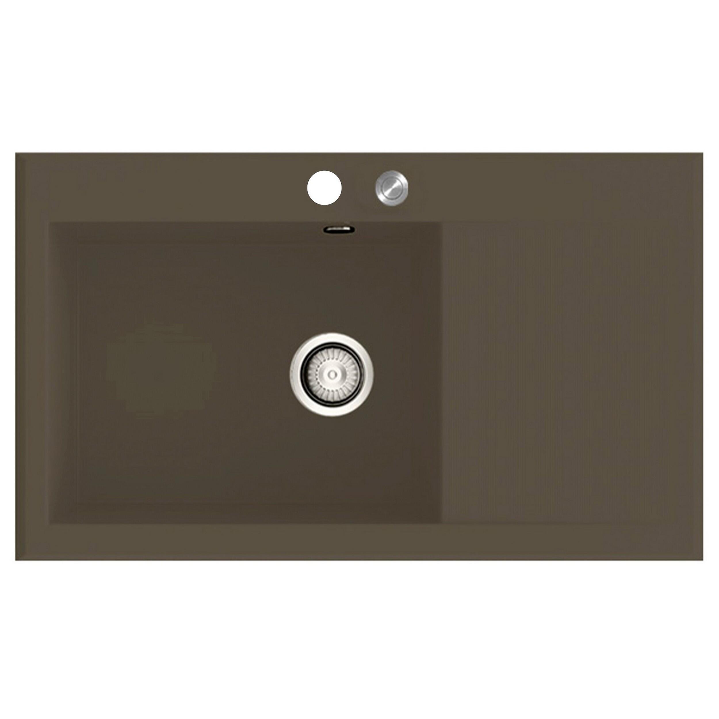 Fregadero seno con escurridor de resina rectangular poalgi shira 503 52 x 86 cm