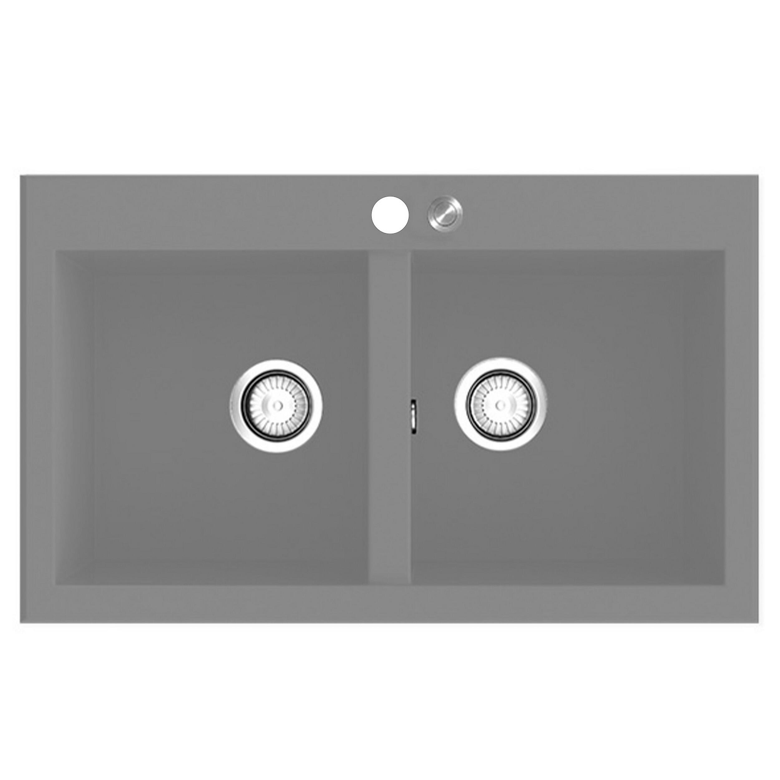 Fregadero de resina 2 senos poalgi shira 506 concret 80x52 cm