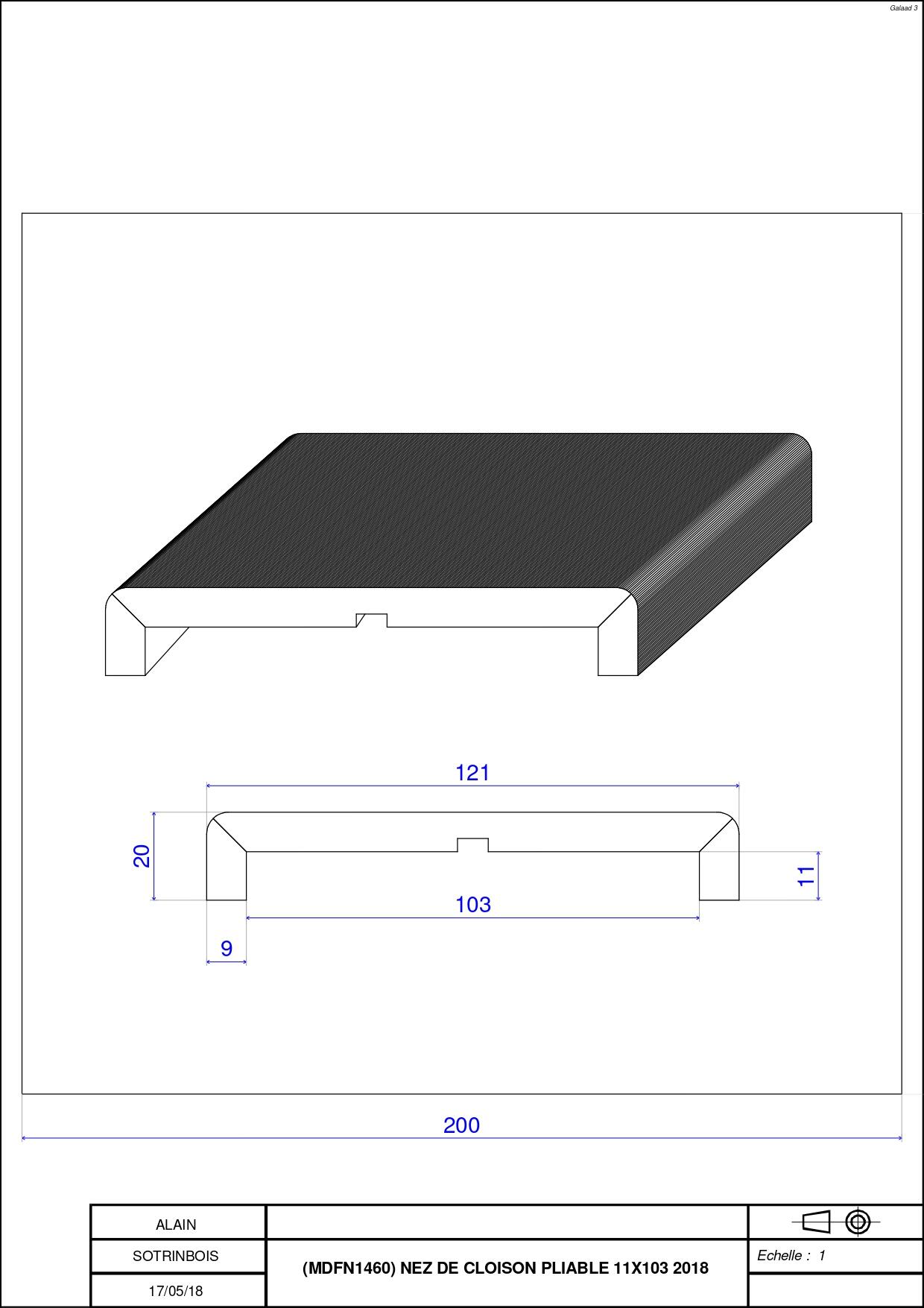 Nez de cloison médium (MDF) revêtu blanc 11 x 103 mm, L. 2,50 m - 3
