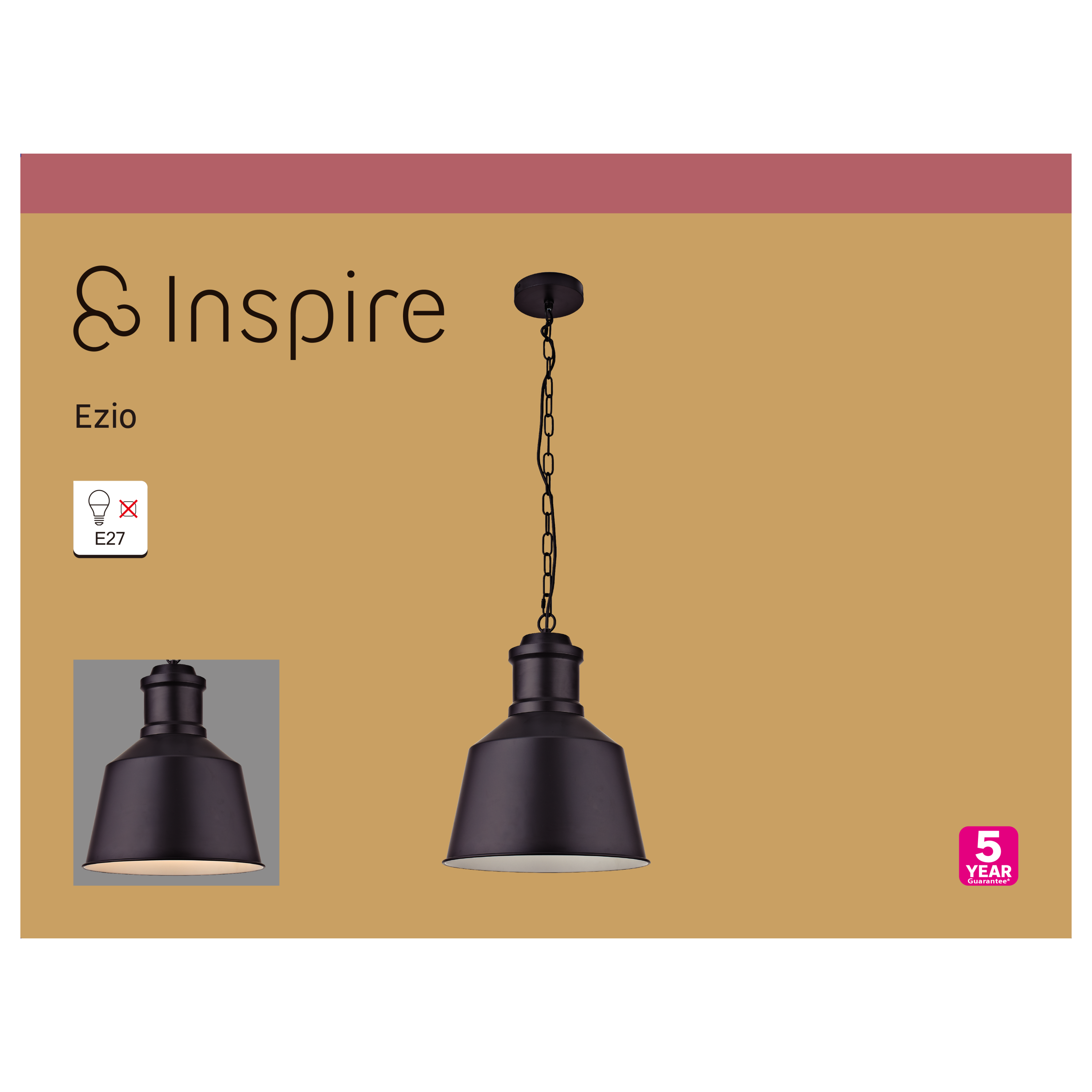 Suspension Ezio fer, noir, Diam.35 cm INSPIRE, E27 - 7
