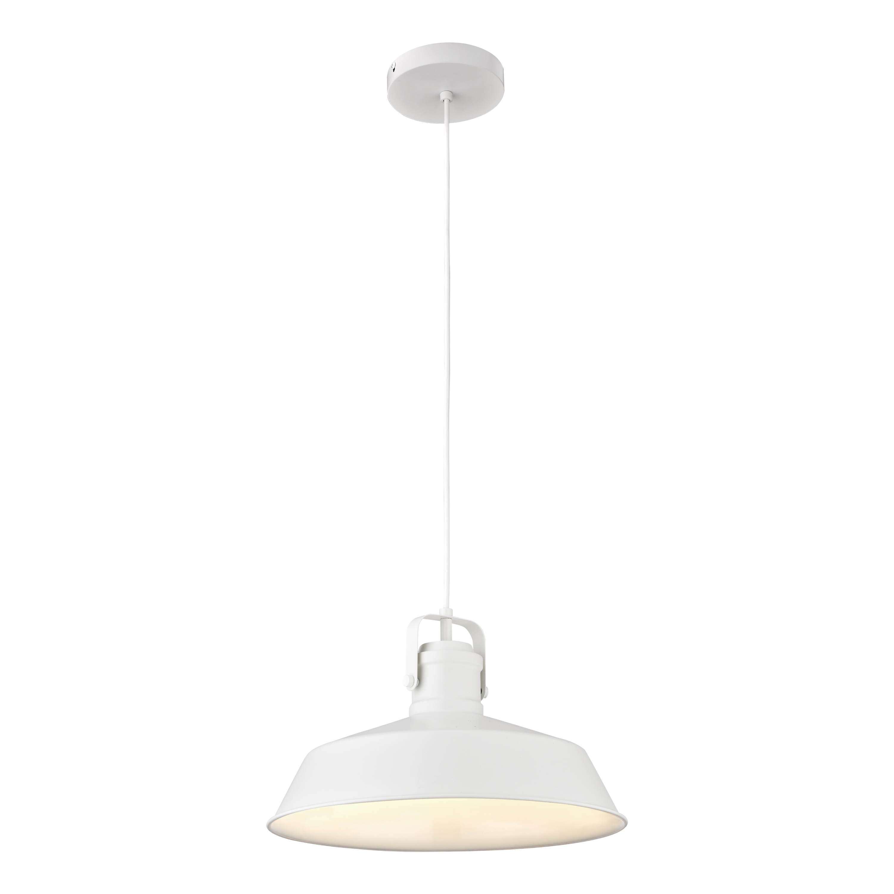Lampada A Sospensione Industriale Bianca Con Paralume In Metallo E Cristallo – Lampadario E27 Regolabile Per Soggiorno, Cucina, Loft