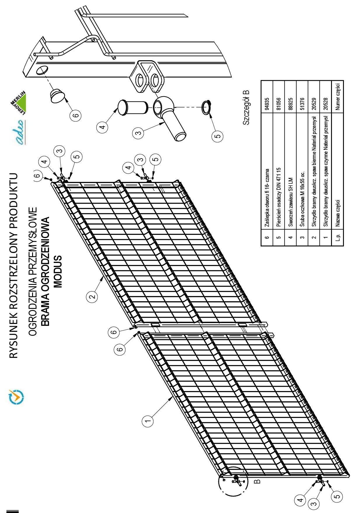 Brama dwuskrzydłowa Modus 4x1.2 m antracytowa Naterial - 4