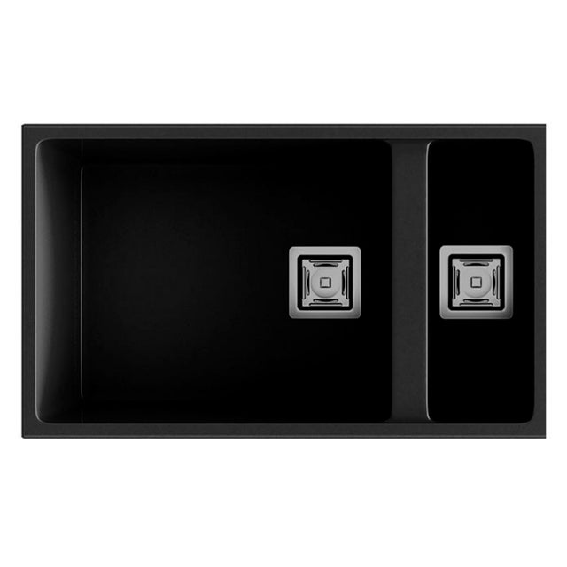 Fregadero cocina Poalgi Zie bajo encimera 1 seno y medio 45x75 cm resina negro mueble a partir de 80 cm