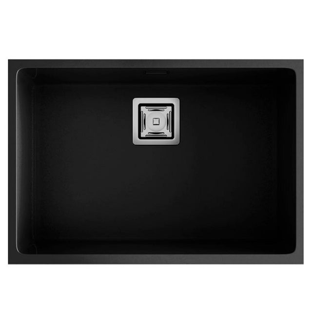 Fregadero cocina Poalgi Zie bajo encimera 1 seno 65x45 cm resina negro mueble a partir de 60 cm